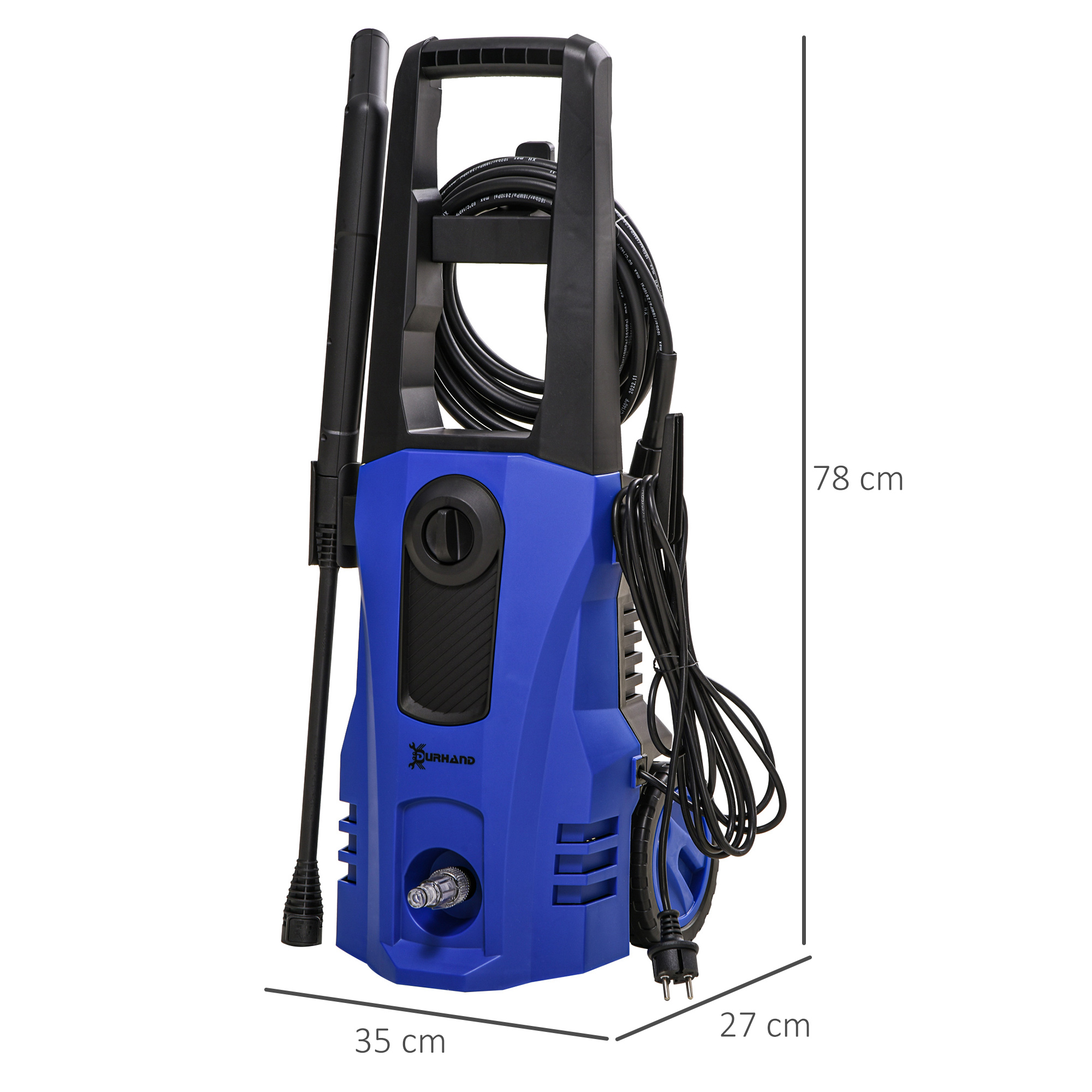 Hochdruckreiniger Druckreiniger 5-tlg, Zubehör, verstellbare Spritzdüse, 150 bar Druck, 1800 W, max, 510 l/h, 35x27x78cm