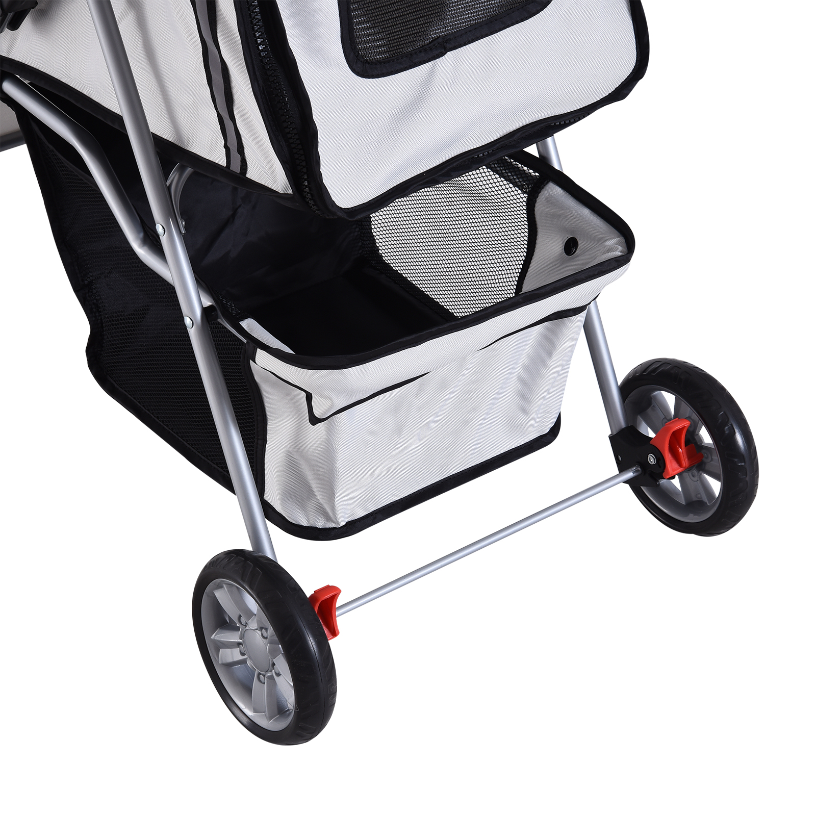 Hundewagen Hundebuggy bis 10 kg Klappbar verstellbares Vordach 2 Becherhalter Sonnendach Silber