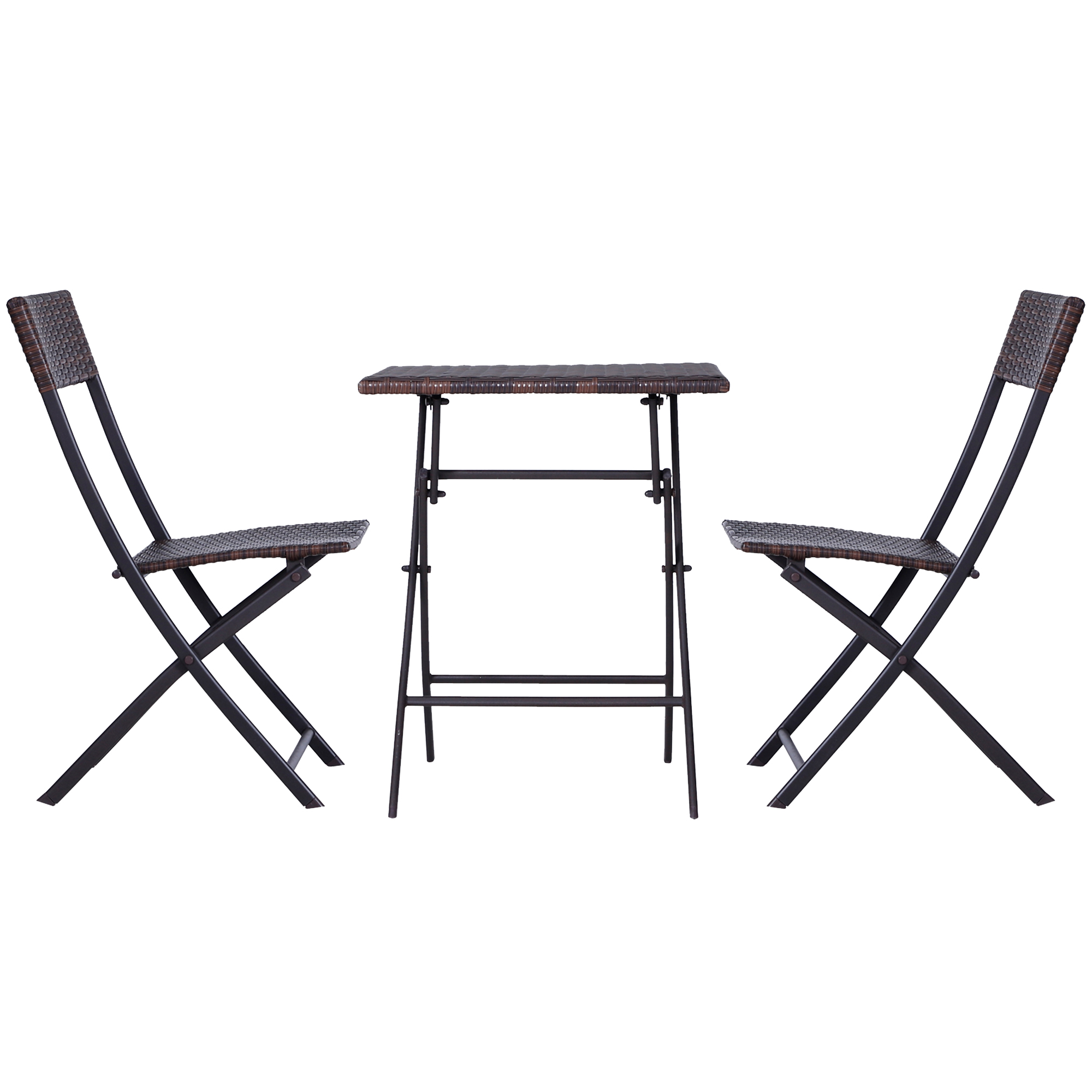 Polyrattan Bistroset für 2 Personen Sitzgruppe Rattan Gartenmöbel Set Garnitur Braun
