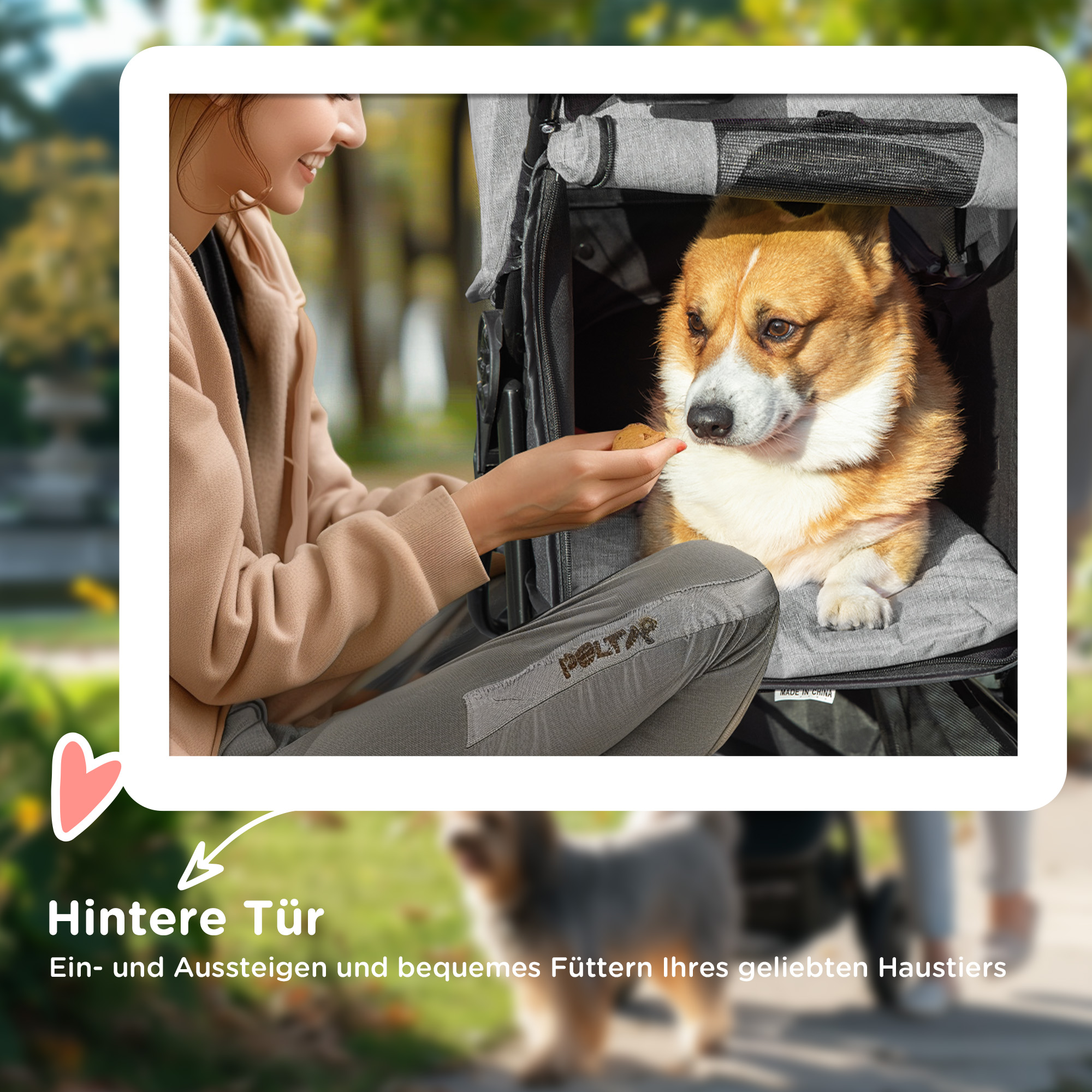 Hundewagen Hundebuggy Katzenbuggy Pet Stroller mit 3 Rädern klappbar Hunde Katze Oxford Grau+Schwarz 109,5 x 57,5 x 106,5 cm