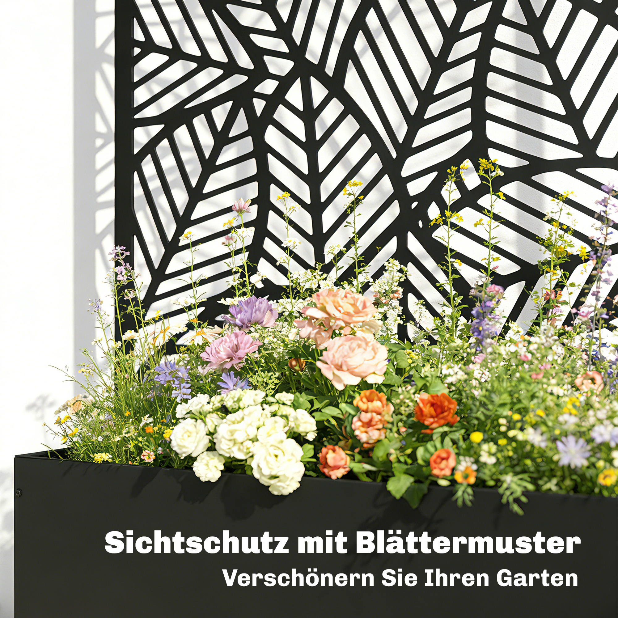 Hochbeet aus Metall mit Rankgitter für Kletterpflanzen, freistehend oder zur Wandmontage