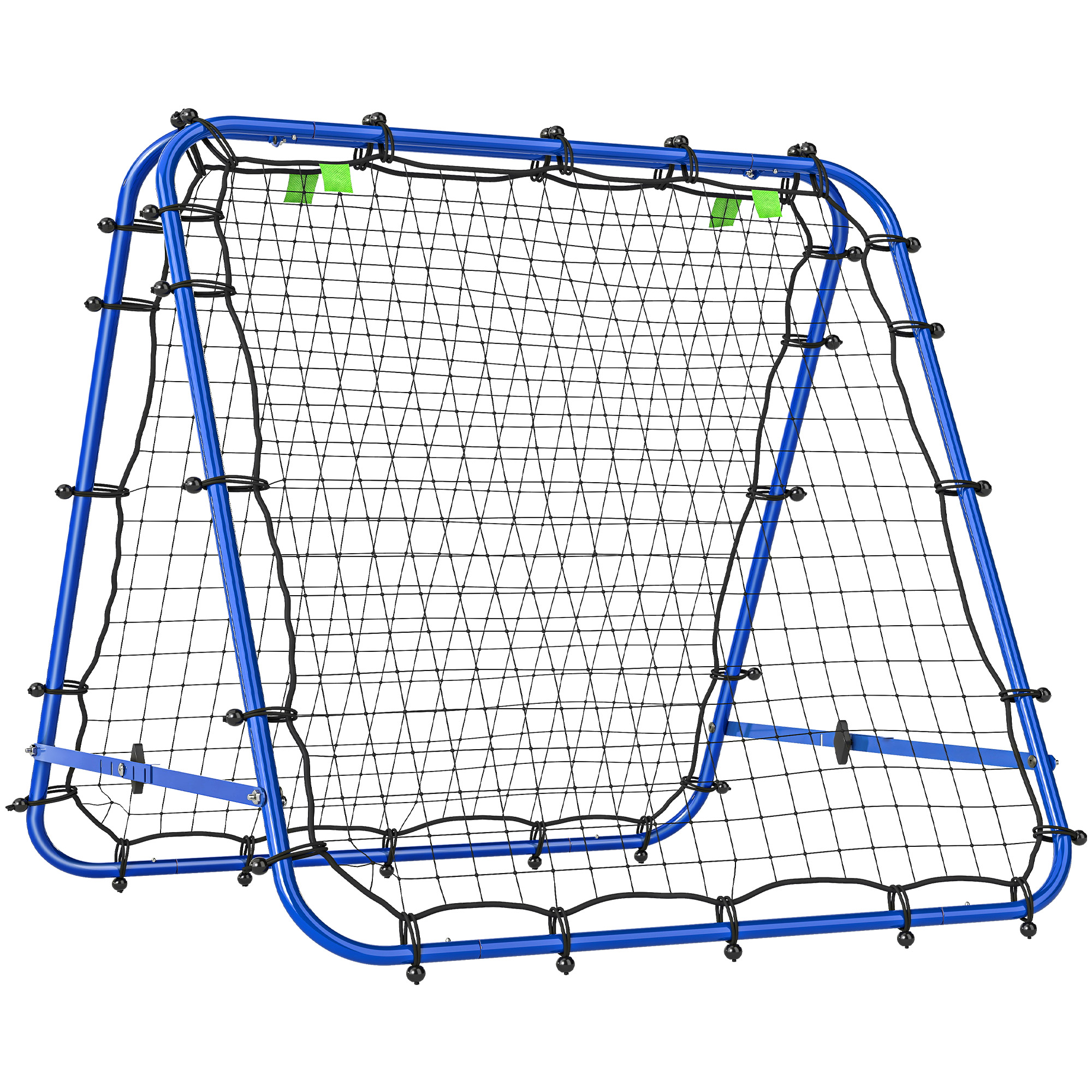 Doppelseitige Rebounder für Fußball, verstellbar Prellwand mit 5 Winkelpositionen Rückprallwand Netz, 100 x 68-95cm Kickback Tor für Jugendliche, Rückprallwand für Handball Training, Blau