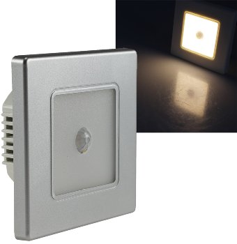 LED Wand-Einbauleuchte "EBL 86 PIR" - 2W, 3000k, warmweiß, Rahmen silber LED Wand-Einbauleuchte "EBL 86 PIR" - 2W, 3000k, warmweiß, Rahmen silber