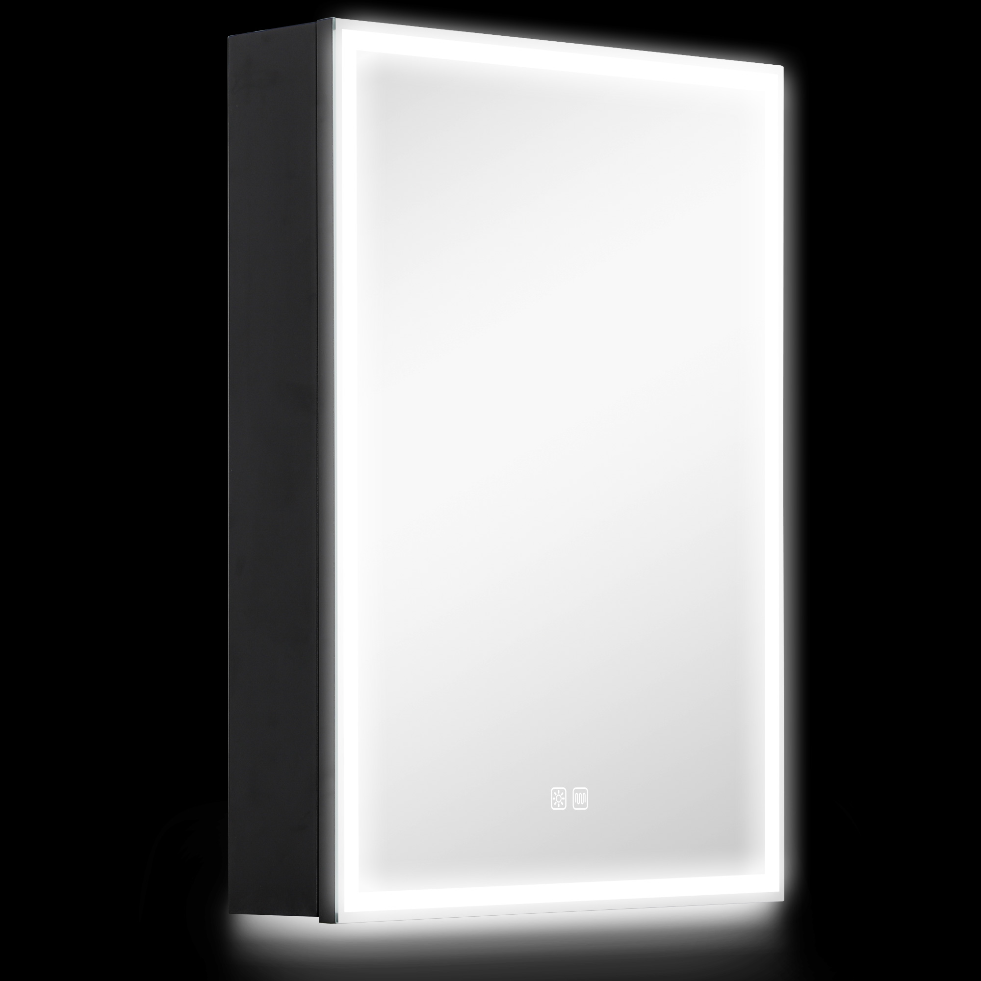 Spiegelschrank, Badschrank mit LED, 50 x 70 cm, dimmbar, Anti-Beschlag, Schwarz