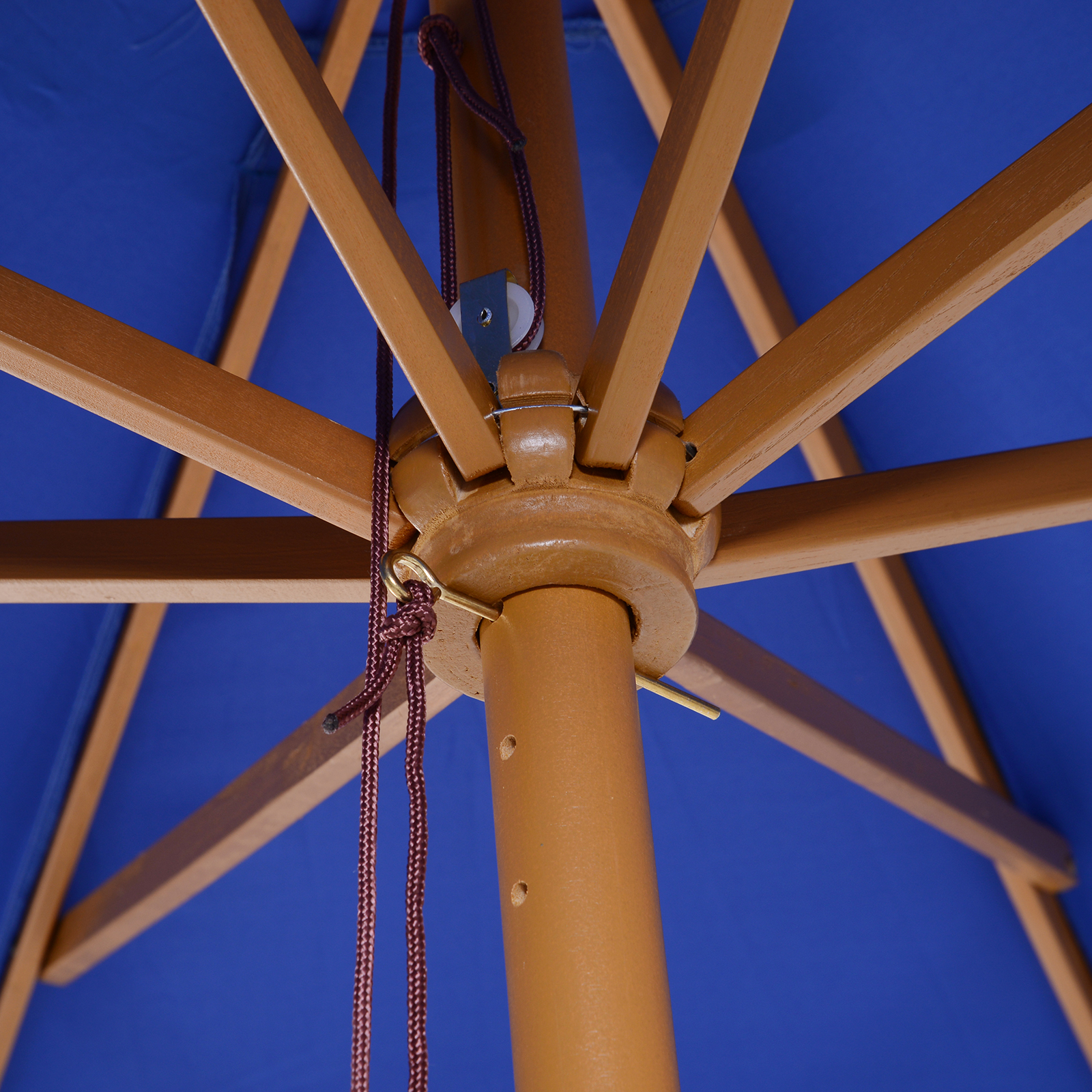 Sonnenschirm Gartenschirm , wetterbeständig, Bambus, 300 cm x 300 cm x 250 cm, Blau + Natur