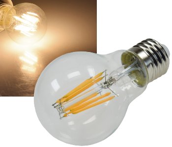LED Glühlampe E27 "Filament G60k" klar - 3000K, 919lm, 230V / 8W, warmweiß LED Glühlampe E27 "Filament G60k" klar - 3000K, 919lm, 230V / 8W, warmweiß