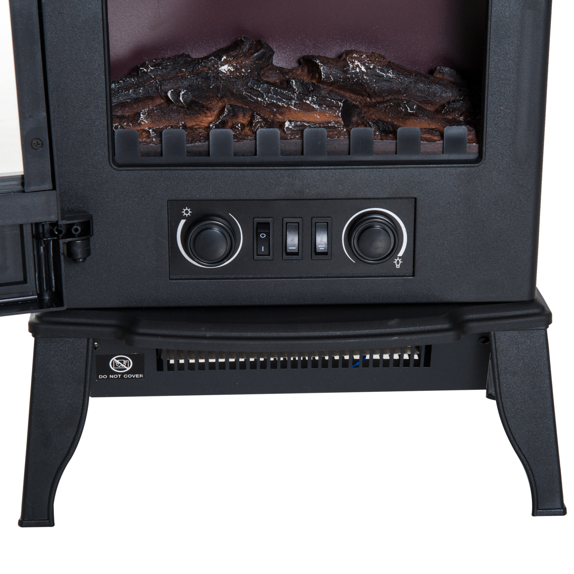 Elektrokamin, LED-Flammen, 1000/2000 W, regelbare Temperatur & Helligkeit, Metall, 39 x 23 x 56,5 cm