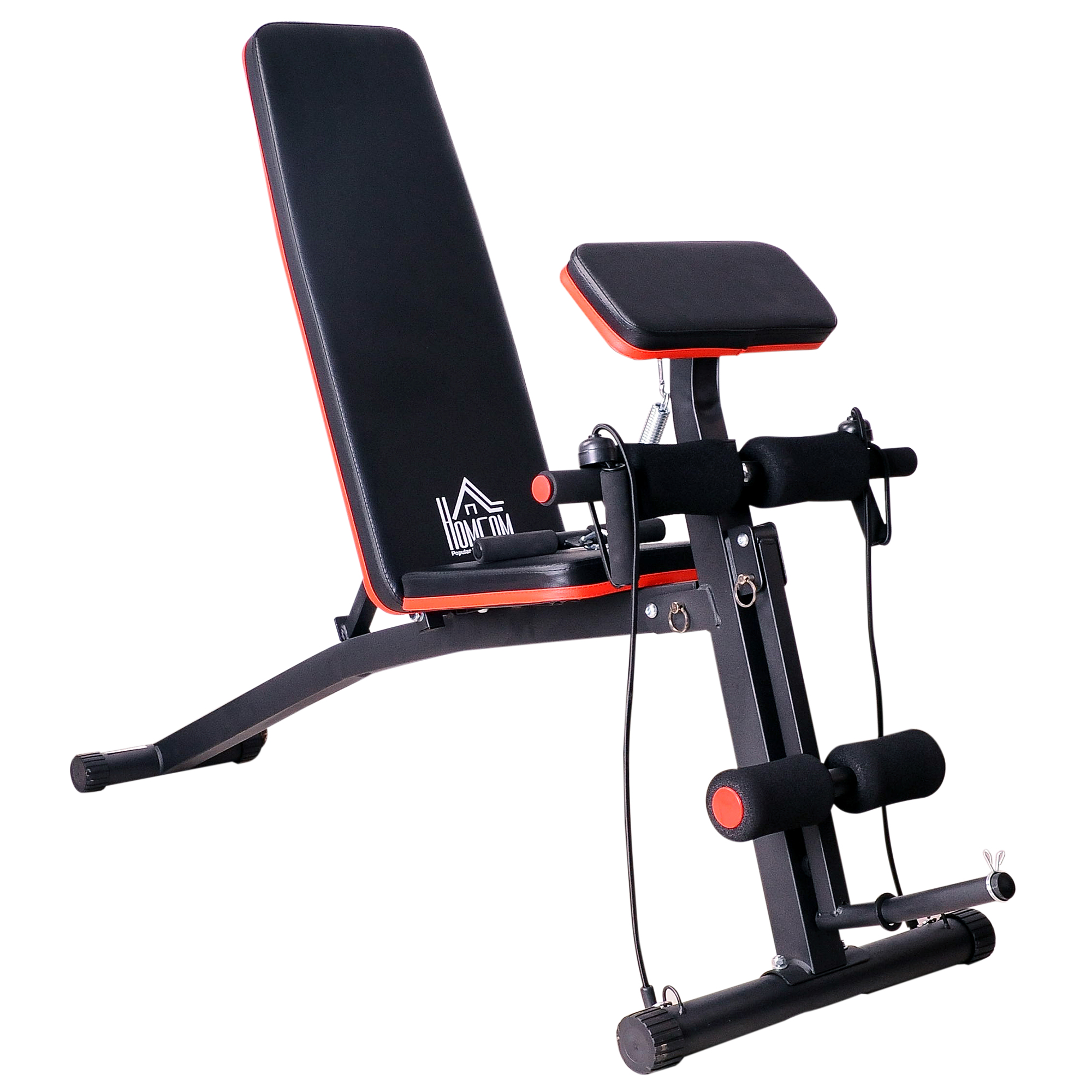 Multifunktion Hantelbank Kraftstation mit Feder Booster Trainingsbank Gewicht bis 120kg Schwarz 54 x 160 x 106 cm