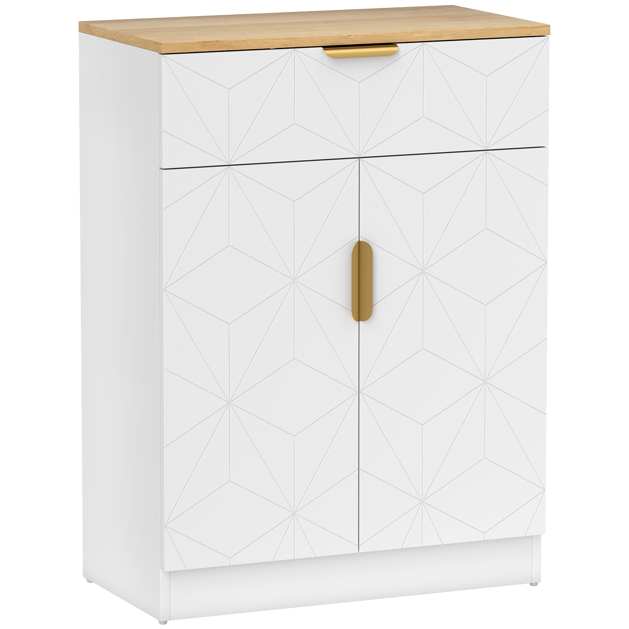 Modernes Sideboard, Aufbewahrungsschrank mit Schublade und verstellbarem Regal, Weiß