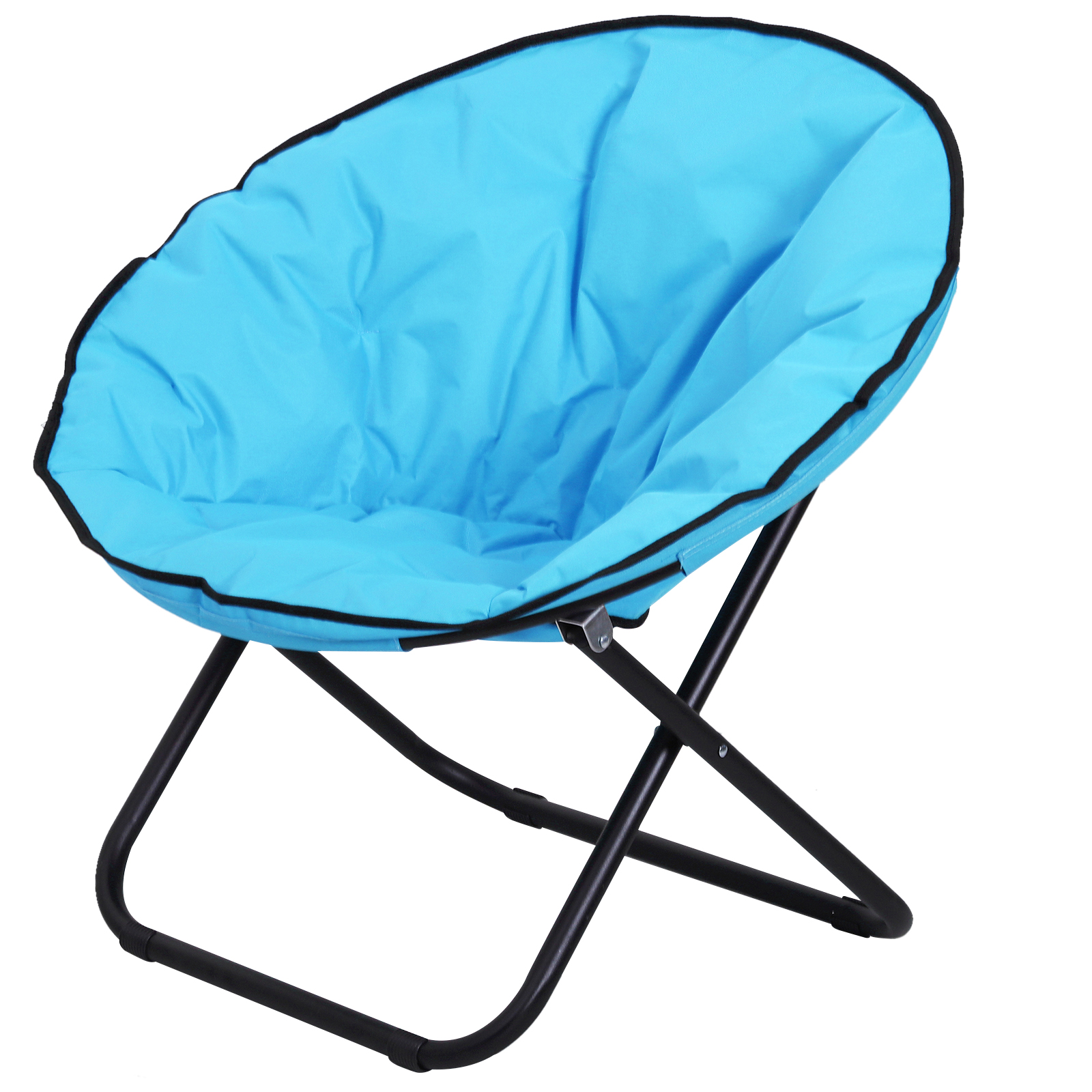 Campingstuhl Faltbar Campingsessel mit Lehne, Klappstuhl bis 120kg, gepolstert Moonchair Extra Breit, Faltsessel Outdoor Stuhl für Garten, Balkon, Camping, Blau