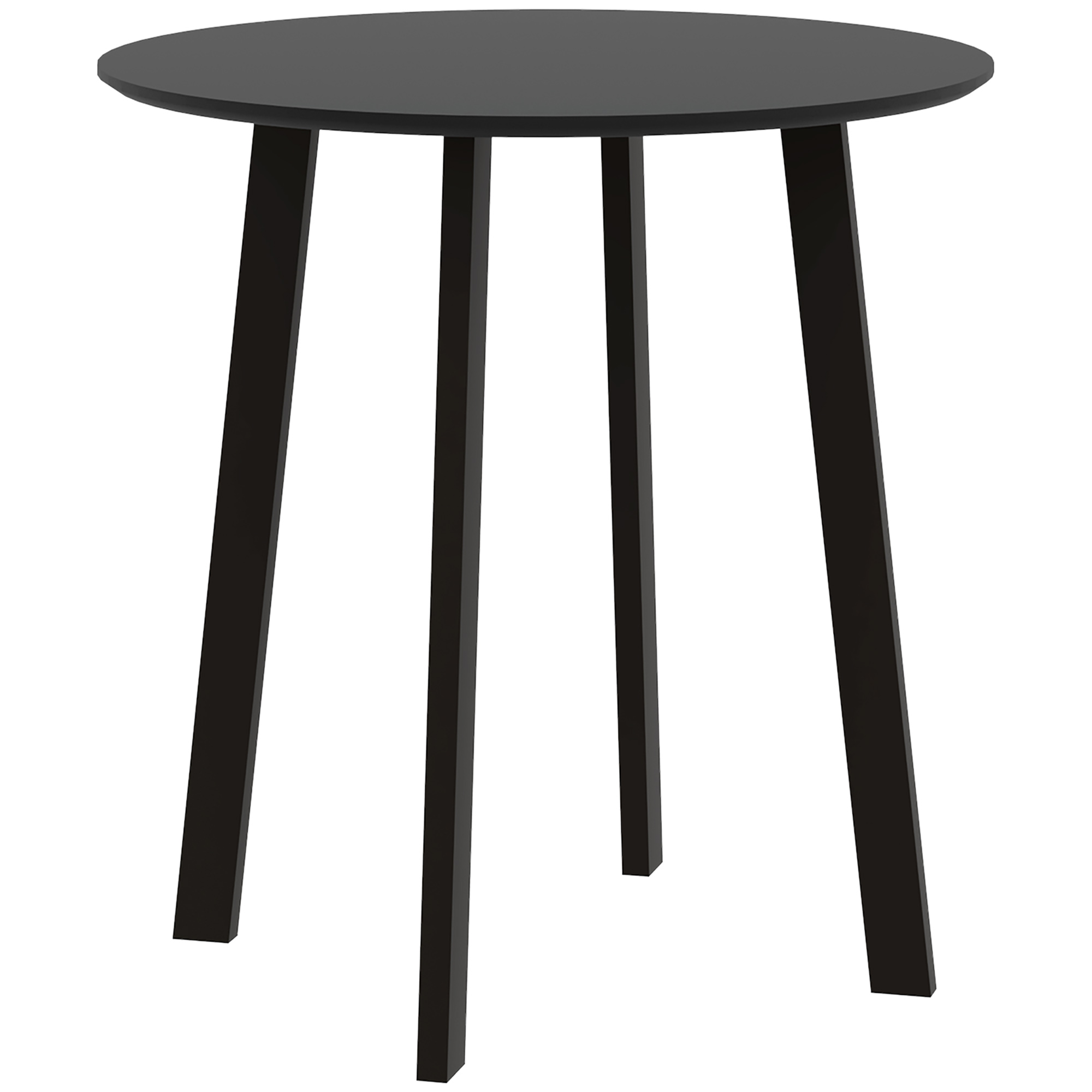 Esstisch für 2 Personen, weiße Tischplatte, Metallbeine mit Fußkappen, Ø72 x 75H cm, Schwarz