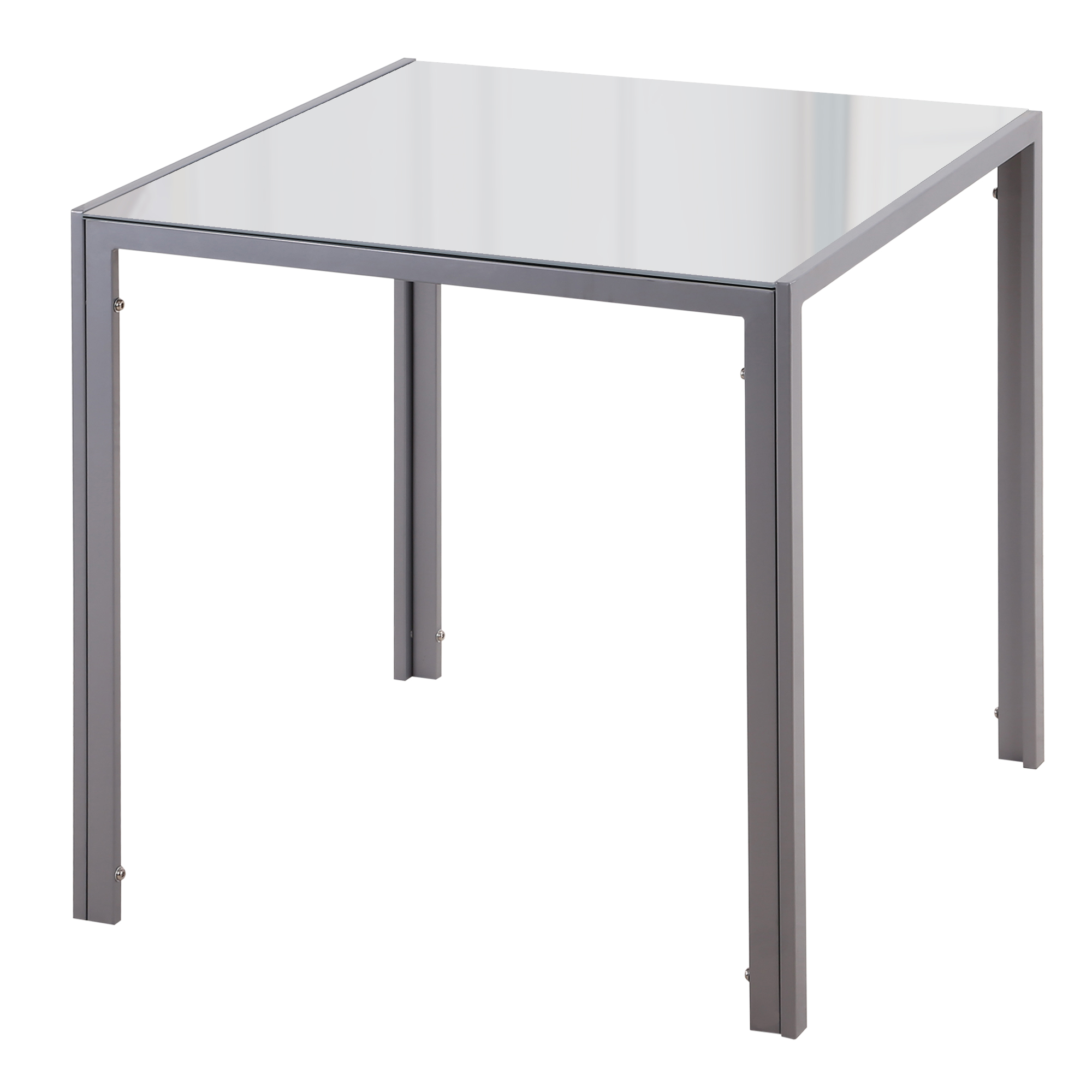 Esstisch Küchentisch Glastisch Quadratischer Tisch, Glasplatte, kompaktes Design, Grau