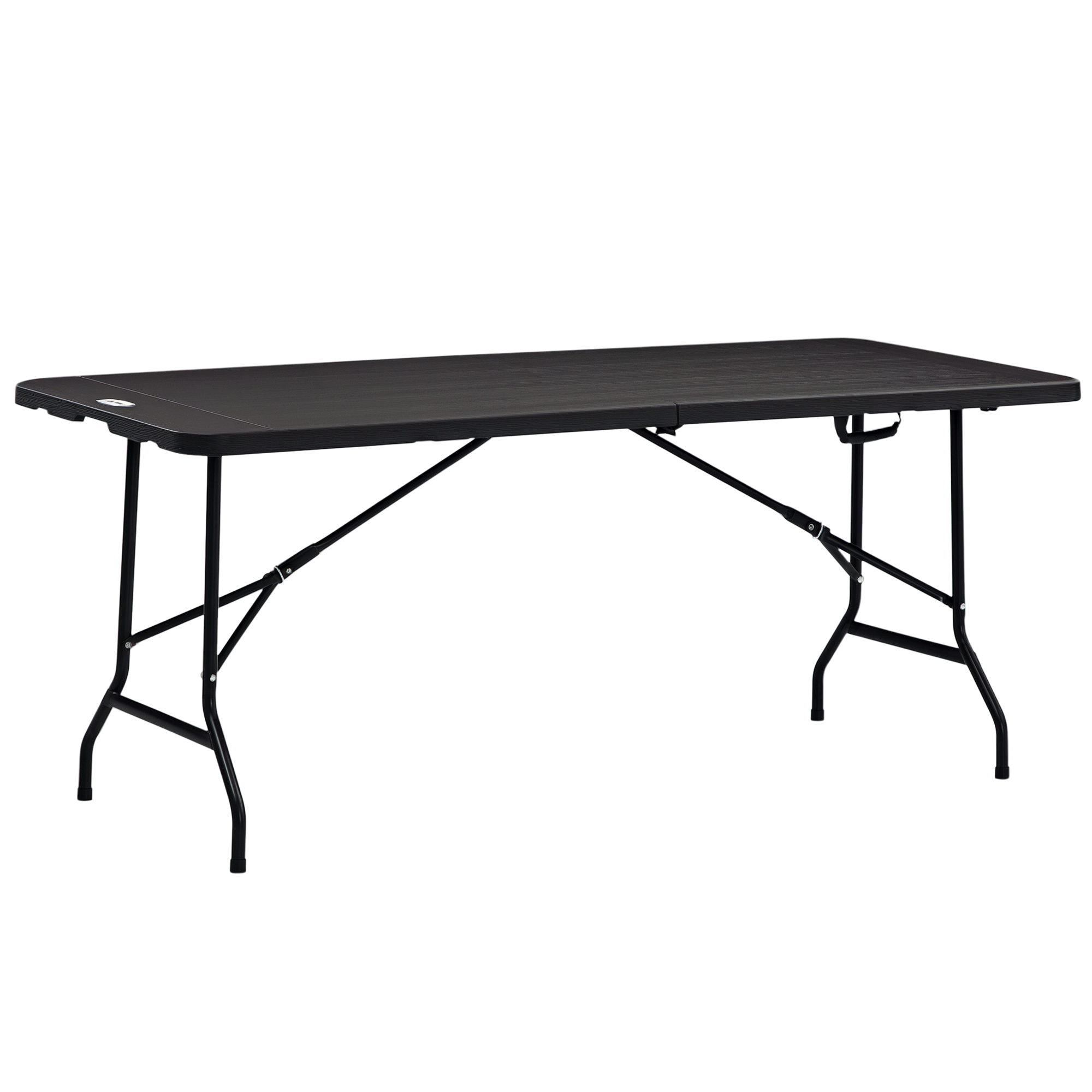 Outdoortisch, Gartentisch, für 6 Pers., klappbar, Holzoptik, dunkelgrau, 180 x 75,5 x 73 cm