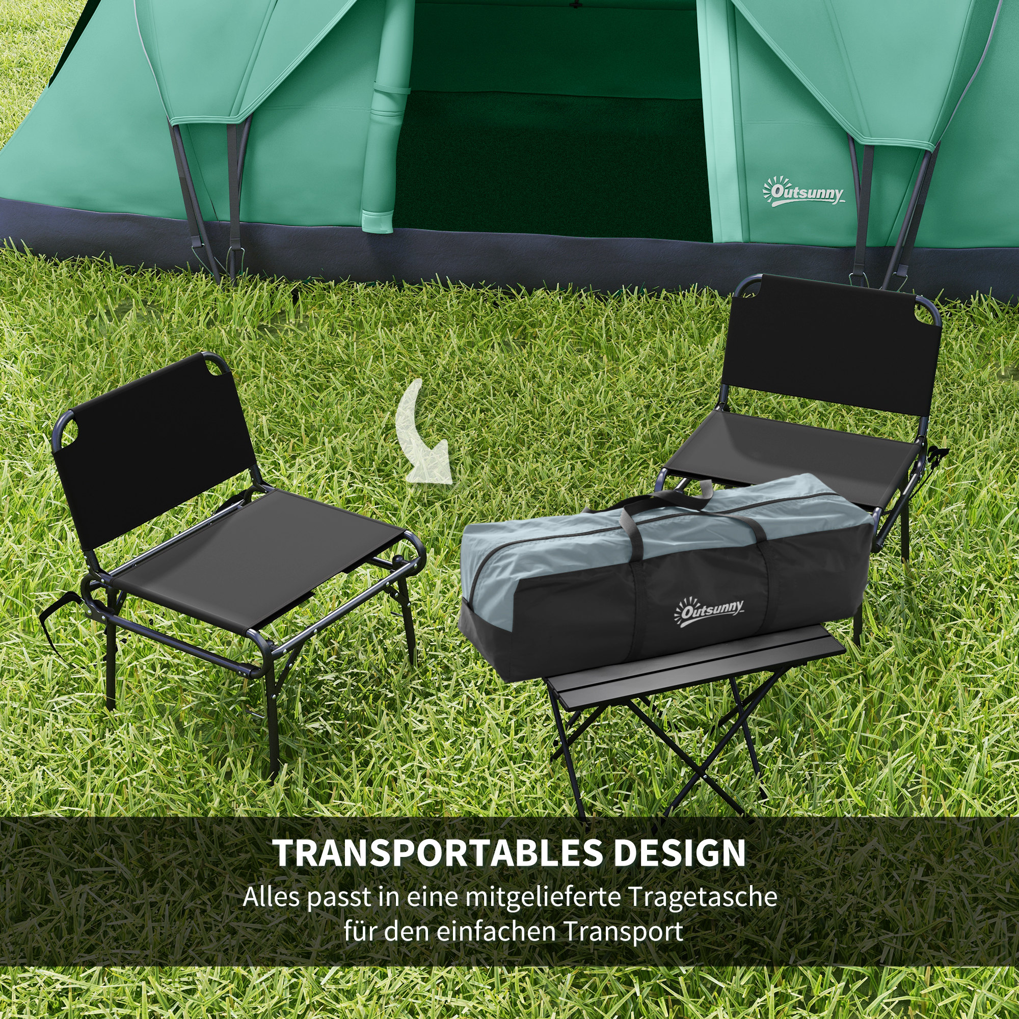 Campingzelt für 5-6 Personen, Familienzelt, Lampenhaken, Seitentaschen, 4,55x2,3x1,8m, Grün/Schwarz