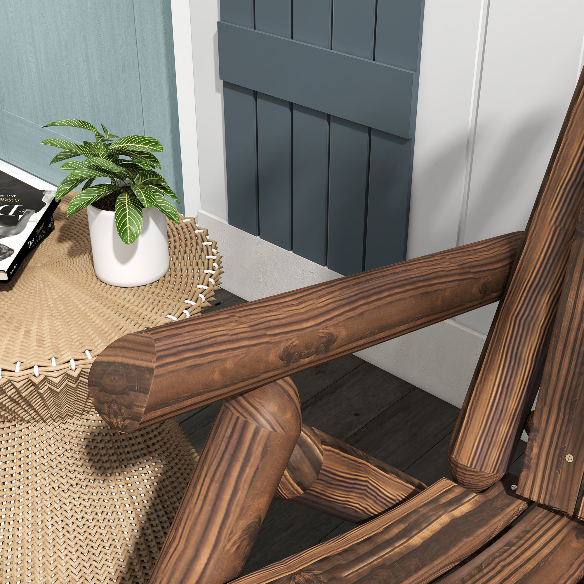 Gartenstuhl, Outdoor Hochlehner, bis 113 kg, wetterfest, Verkohlt