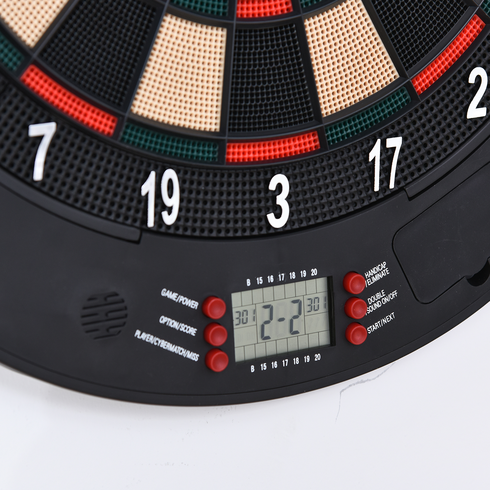 elektronische Dartscheibe Dartboard mit Sprachansagen Englische Stimme LED-Anzeigen 6 Darts 26 Spiele 185 Varianten Dartautomat mit Tür Dartscheibe Set für bis zu 8 Spieler