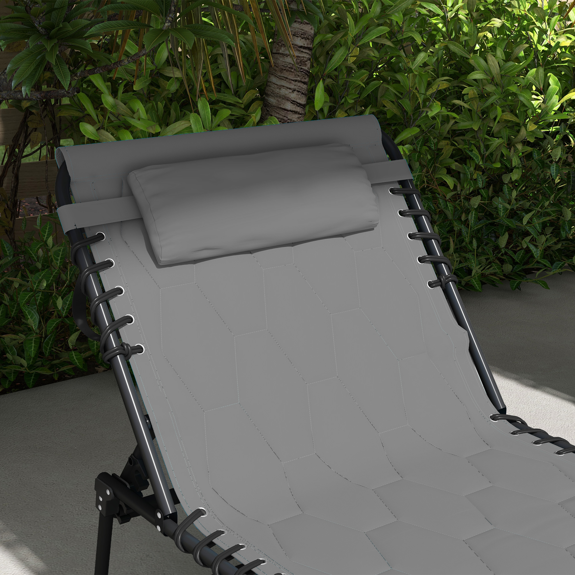 Sonnenliege Liegestuhl Gartenliege, klappbar, inkl, Kissen, wetterbeständig; 188 cm x 65 cm x 36 cm, Grau + Schwarz
