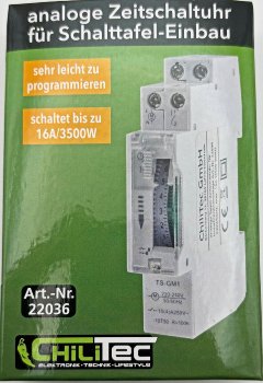 analoge Tages-Zeitschaltuhr für / Schalttafel-Einbau, 230V, max. 3500W