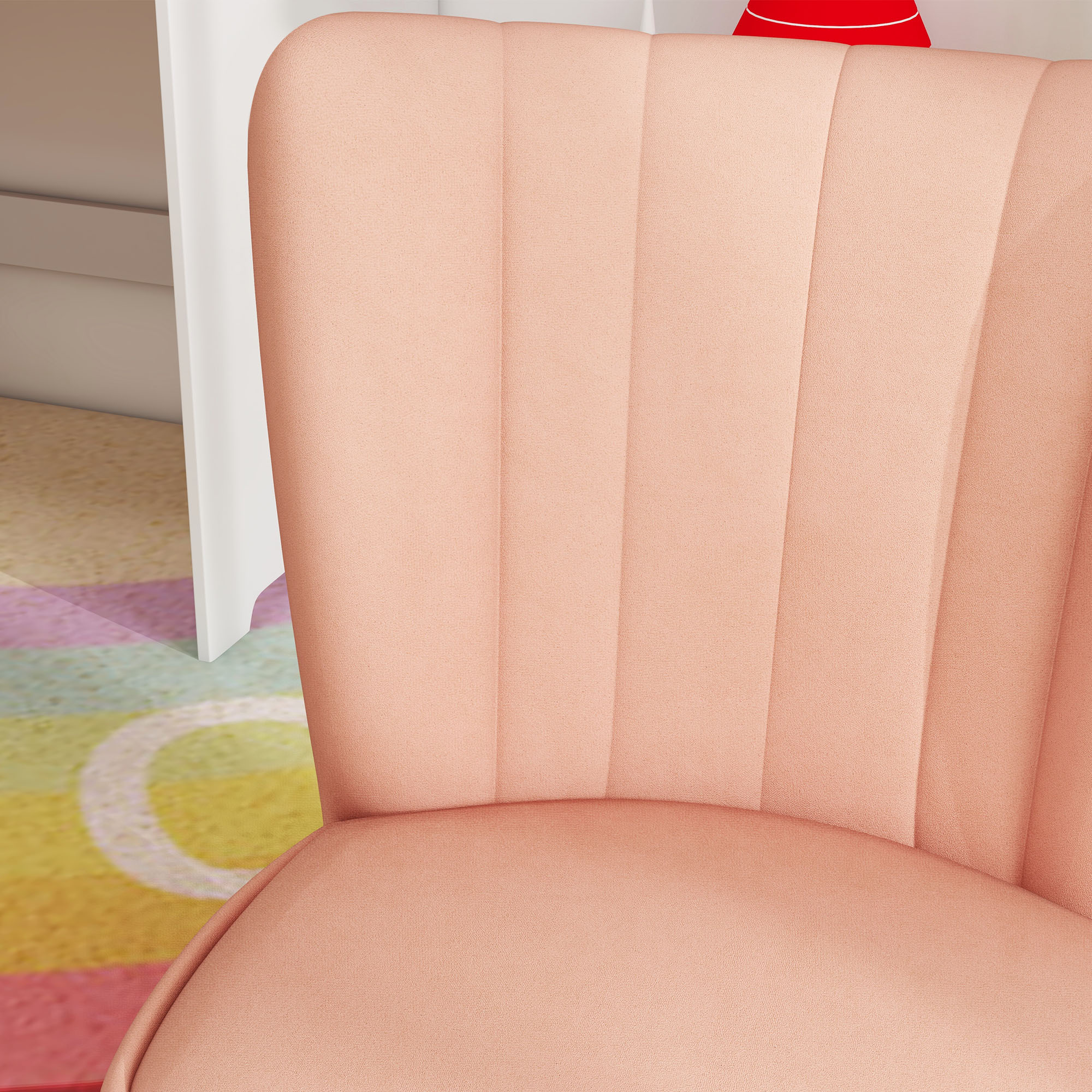 Kindersessel, Samtoptik, für 3-7 Jahre, bis 45 kg, Holzgestell, 44x45x56,5cm, Pink