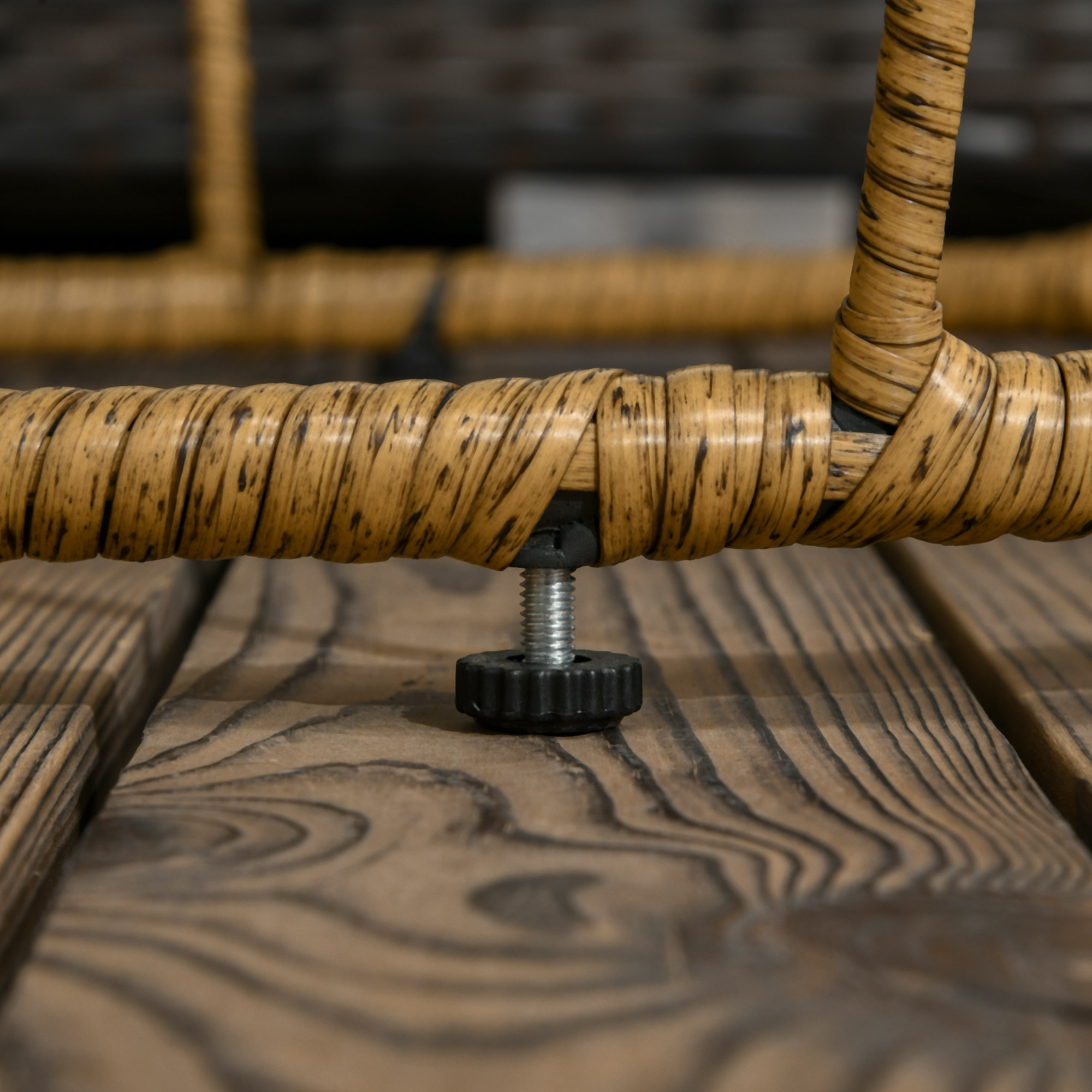 2er-Set Gartentische im Boho-Stil, wetterbeständig, stapelbar, 60 cm x 60 cm x 47 cm, Natur + dunkelgrau