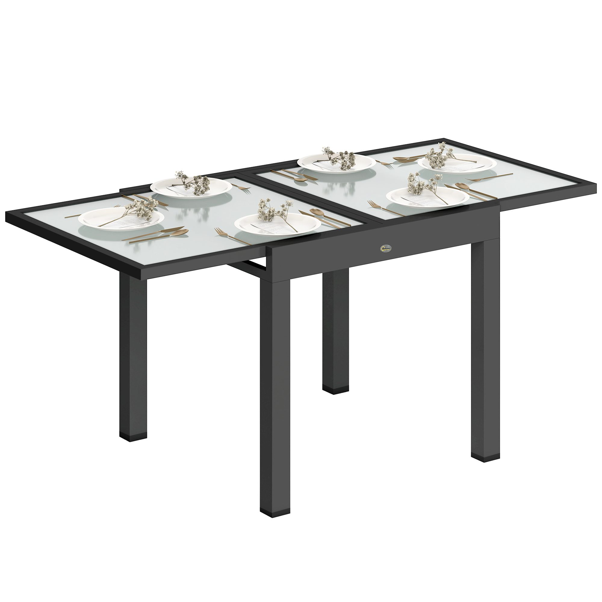 Gartentisch ausziehbar Outdoortisch Erweiterbarer Buffettisch, wetterbeständig, 160 cm × 80 cm × 75 cm, Schwarz