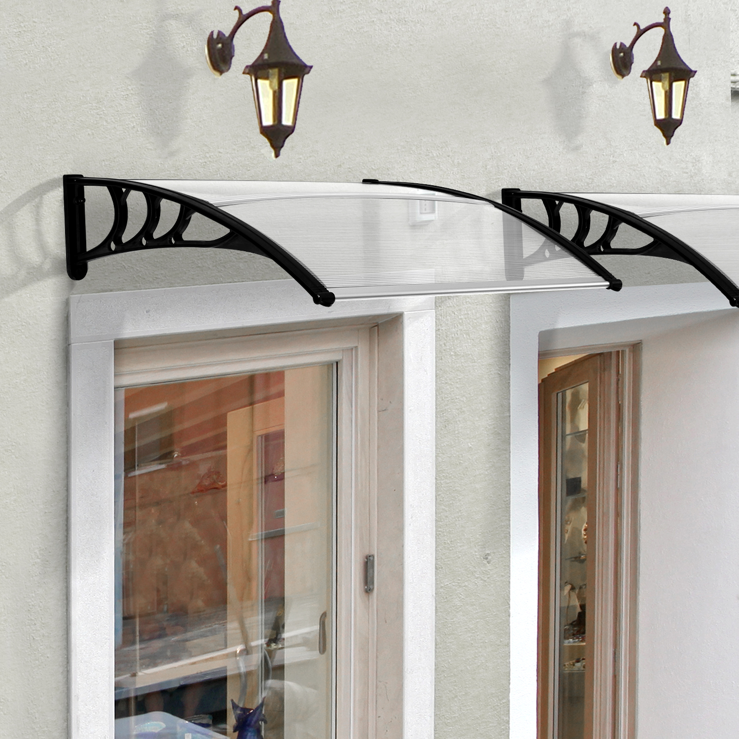 Vordach Haustürvordach 75 x 100 cm Pultvordach Überdachung Polycarbonat Weiß