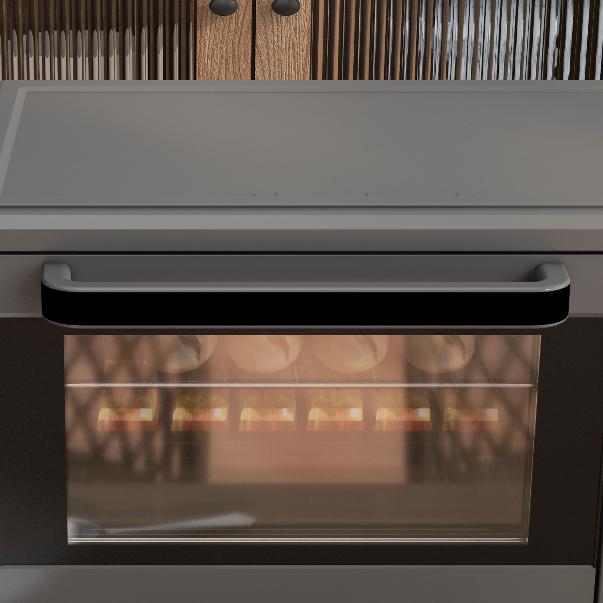 Minibackofen, 21 L Toasterofen mit 1 Drahtgestell und 1 Backblech, 3 Kochmodi, 100 °C-230 °C, Edelstahl, Glas, Grau