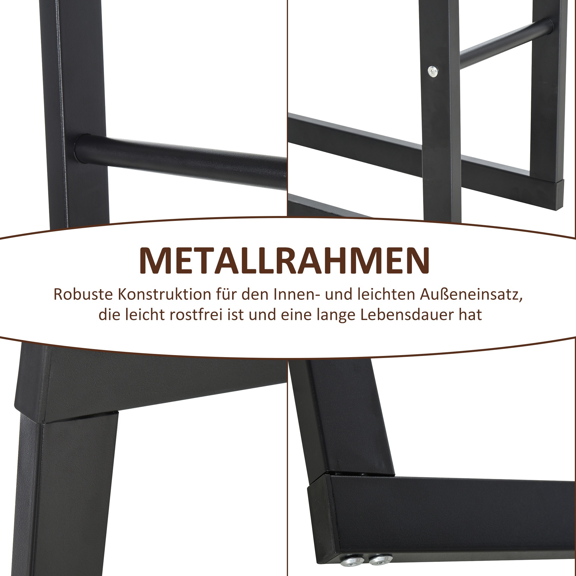 Kaminholzregal Metall 40 x 25 x 150 cm Brennholzregal Stapelhilfe Stahlrahmen bis 100kg Kaminholzunterstand Outdoor Holzregal Feuerholzregal für Garten Terrasse Außen Schwarz