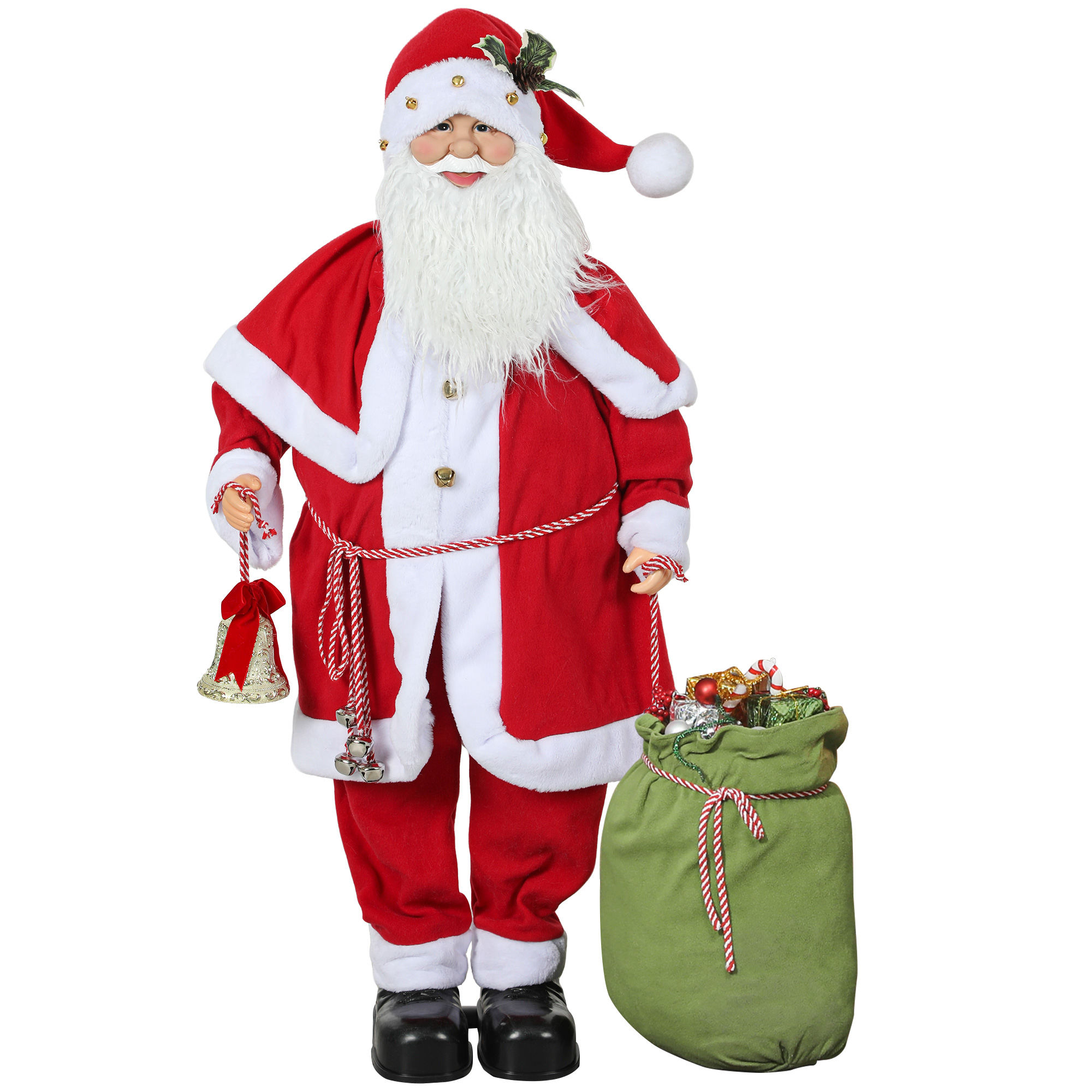 Weihnachtsmannfigur, beweglich, mit Geräuschsensor, Lachen & Musik, 140 cm, Rot