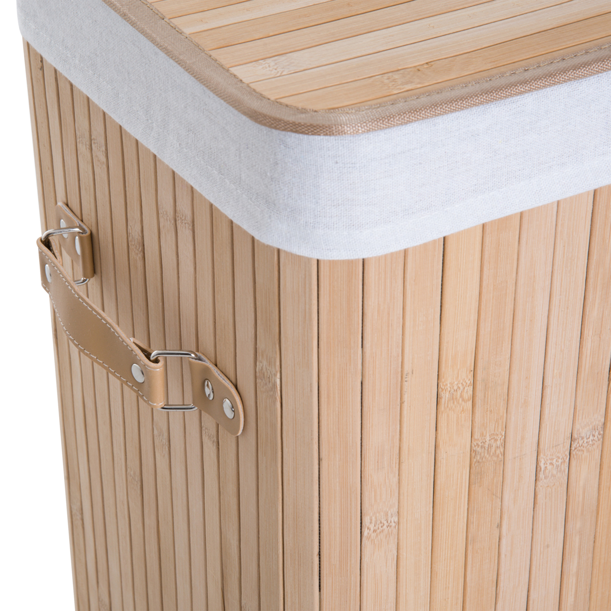 Wäschekorb schmal mit Deckel 72L Wäschesammler mit Griff, herausnehmbarer Wäschesack, Wäschebox für Waschküche Schlafzimmer Badezimmer, Natur