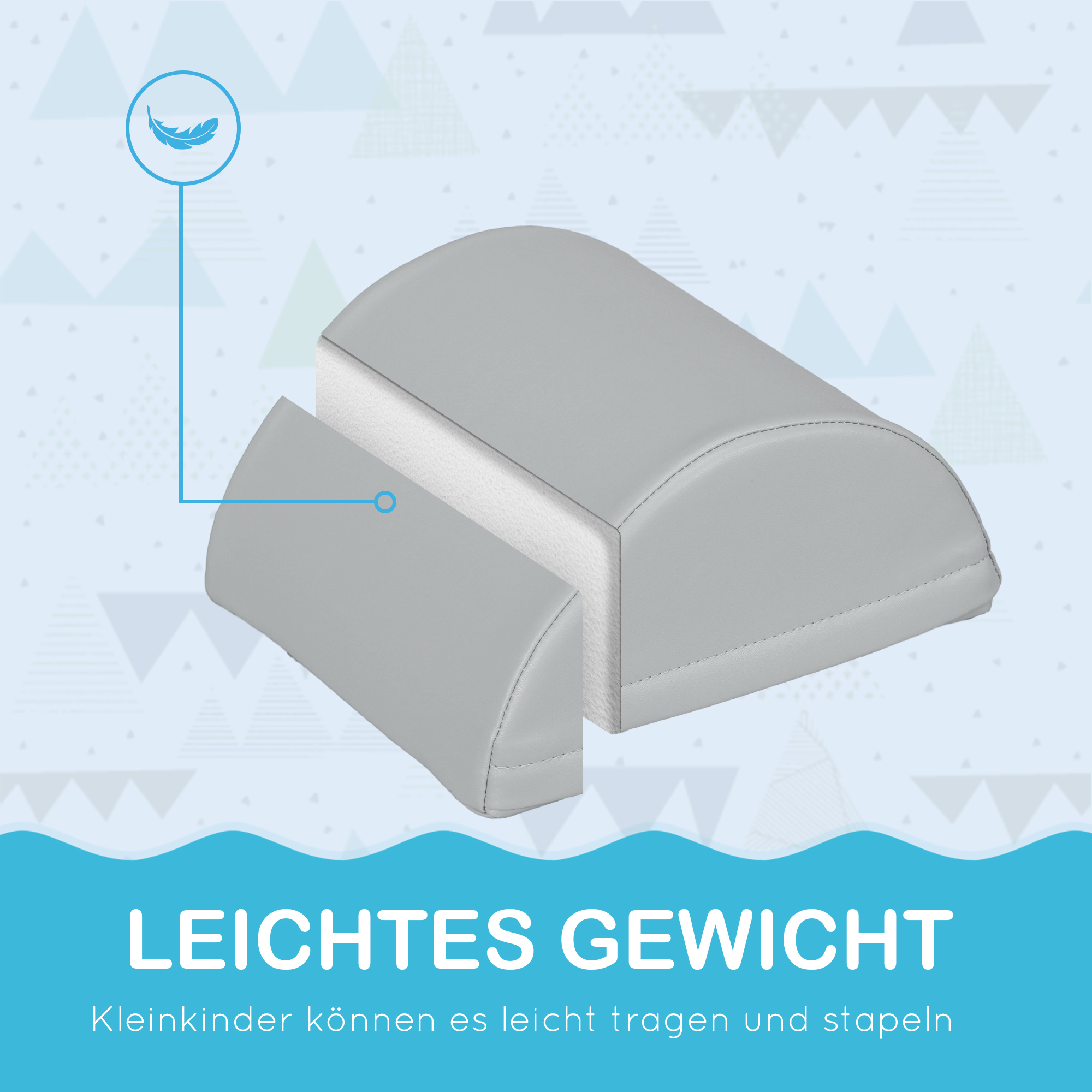 11-tlg. Softbausteinset, Schaumstoffbausteine zum Toben und Klettern, für Kinder, 1-3 Jahre, Kunstlederbezug, Bunt