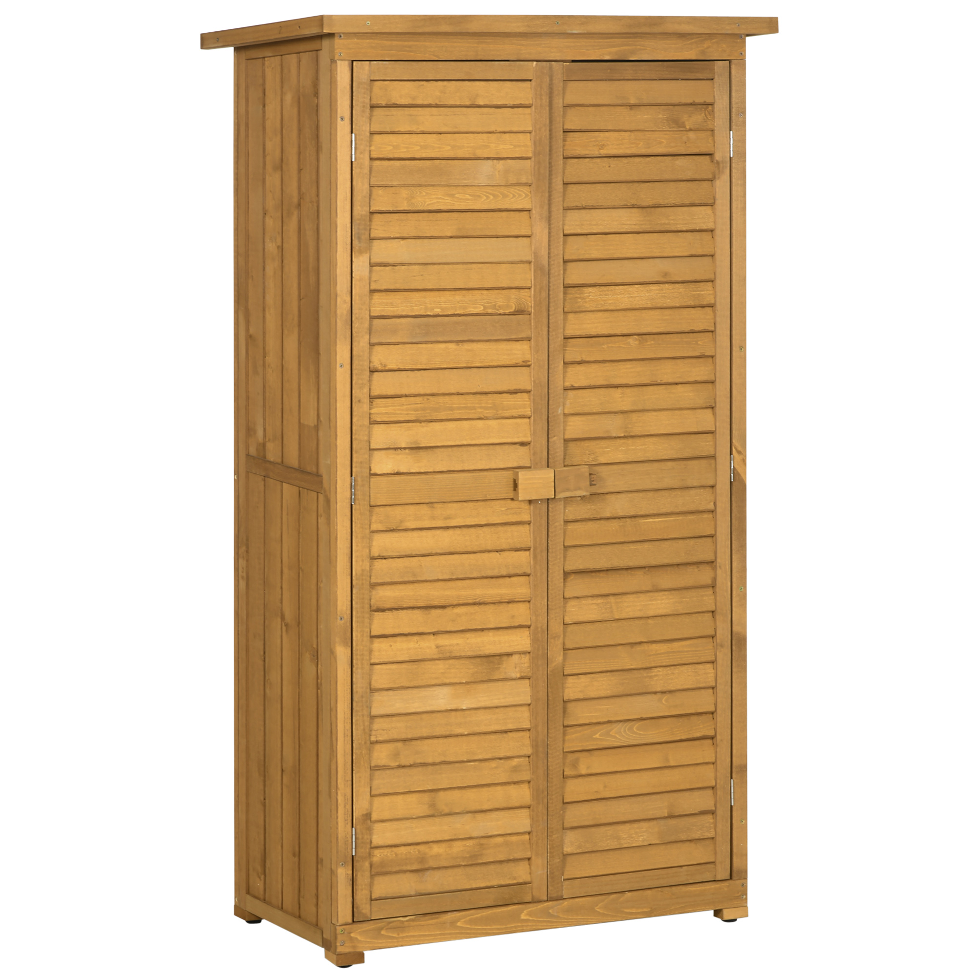 Geräteschuppen mit Lamellentüren 3 Regale wetterbeständig 87 cm x 46,5 cm x 160 cm Tannenholz Braun