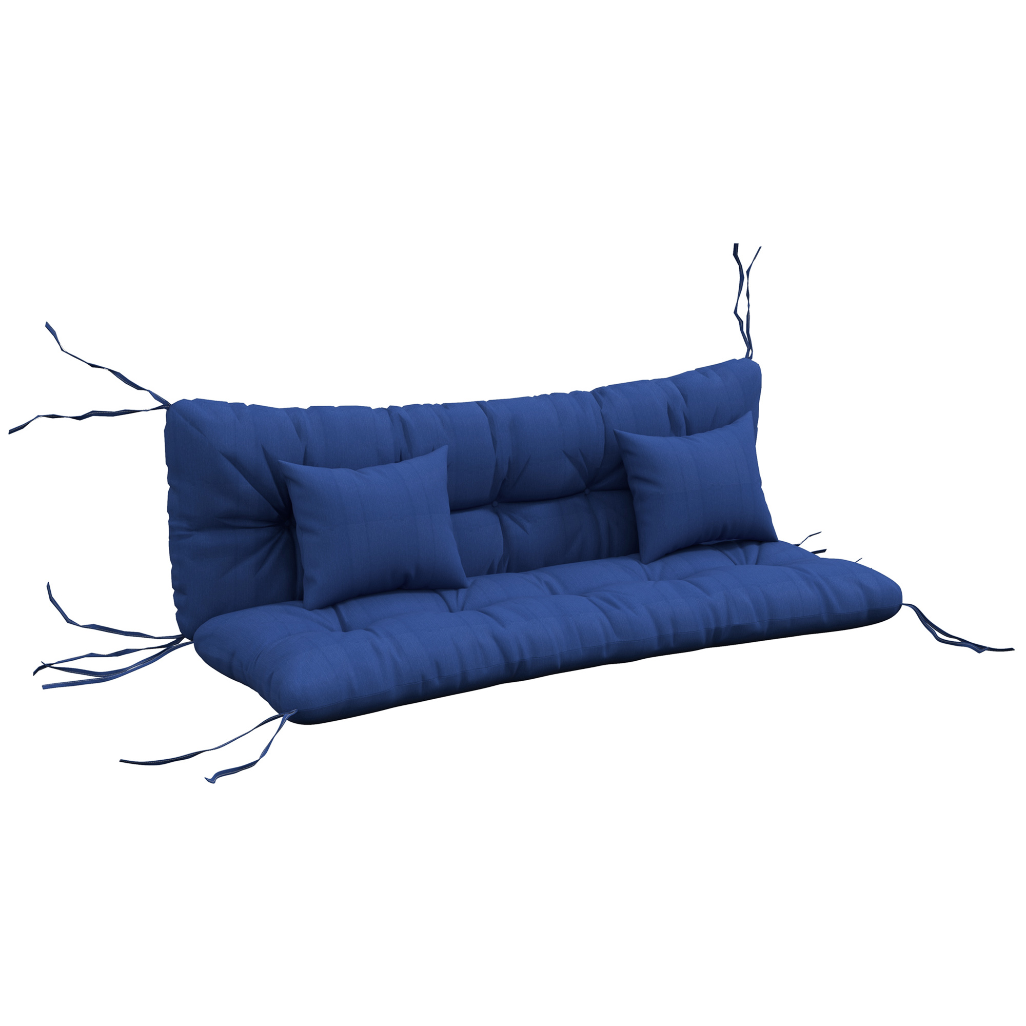 4er-Set Sitzkissen, 150x50 cm wasserabweisend Stuhlkissen mit Bindebänder, 10cm dick Marineblau