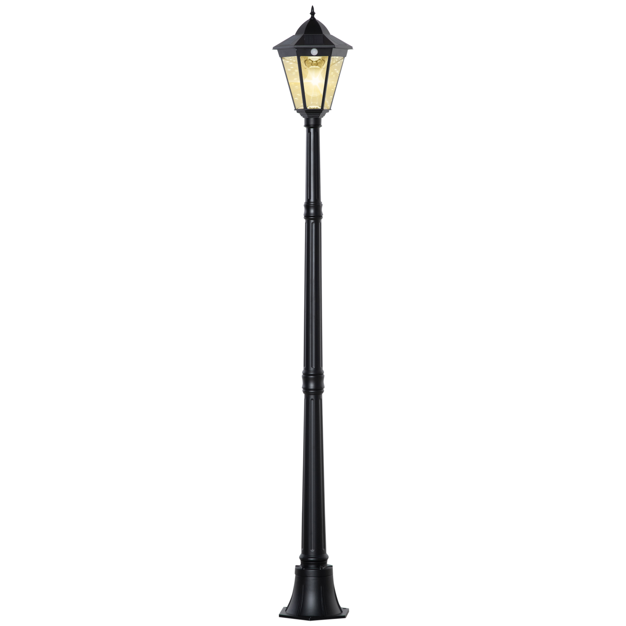 Solar Gartenlaterne Laterne Gartenleuchte Wegleuchte mit 19 LED 130 Lumen 3000K Aluminium gehärtetes Glas Schwarz 22 x 22 x 194 cm