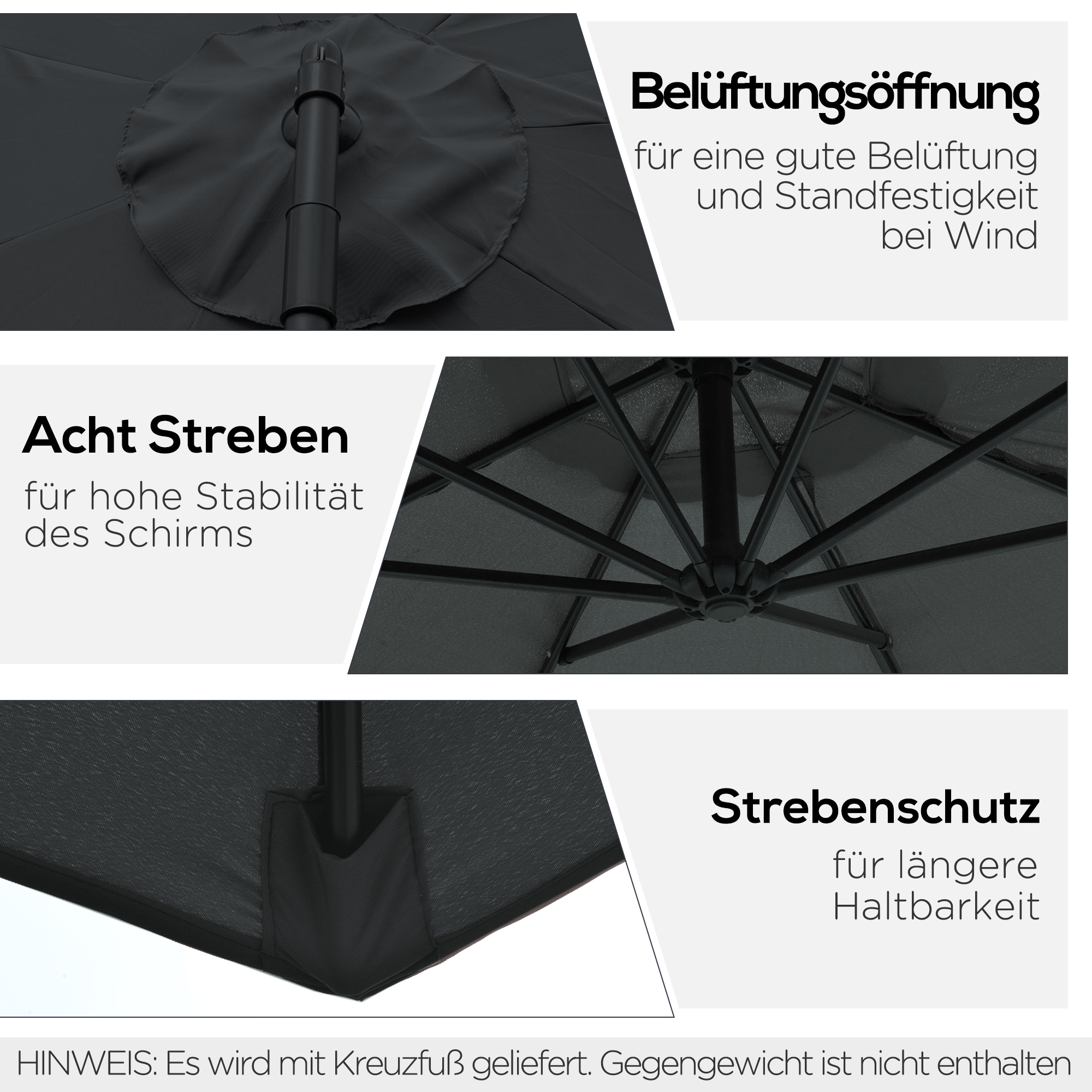 Sonnenschrim Ampelschirm Sonnenschirm mit Kurbel