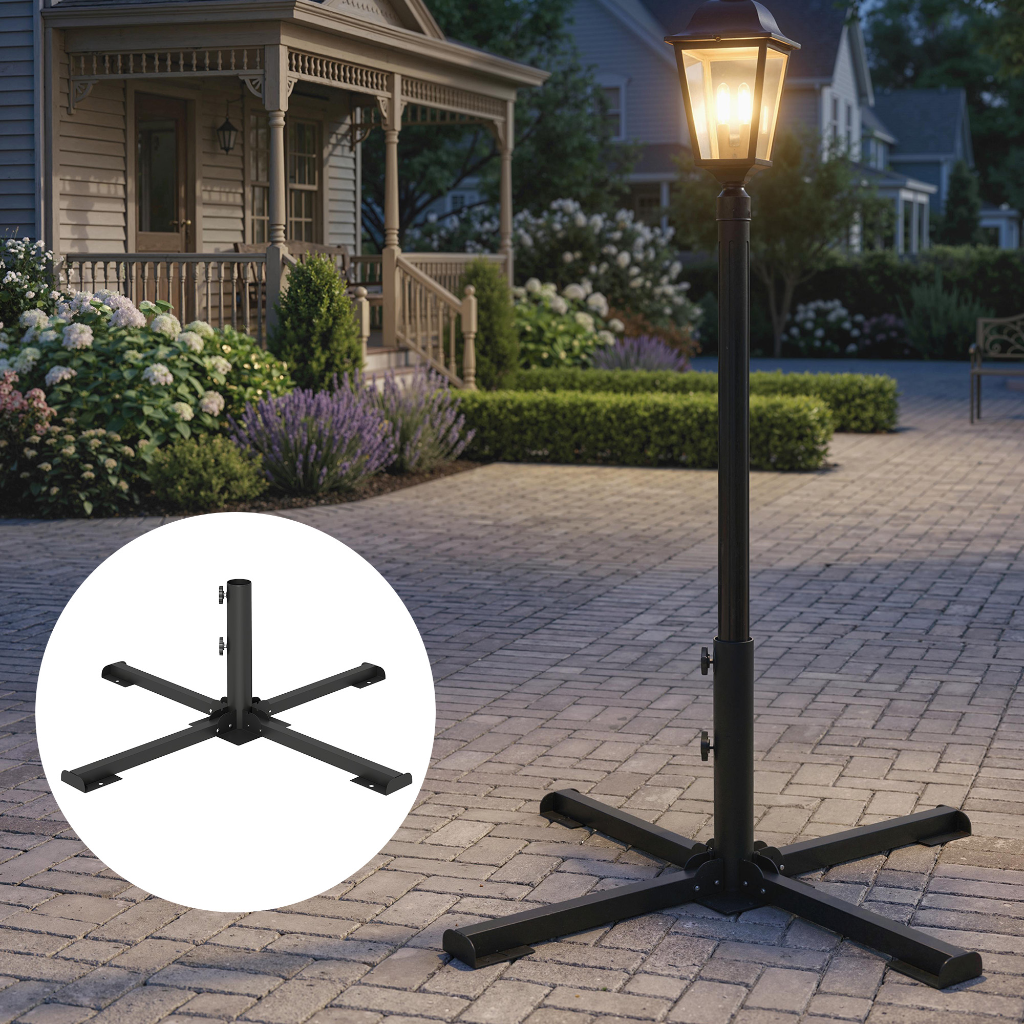 Sonnenschirmständer Klappbarer Schirmständer Rohrdurchmesser 38 und 48 mm Kreuzständer für Sonnenschirme, Dunkelgrau