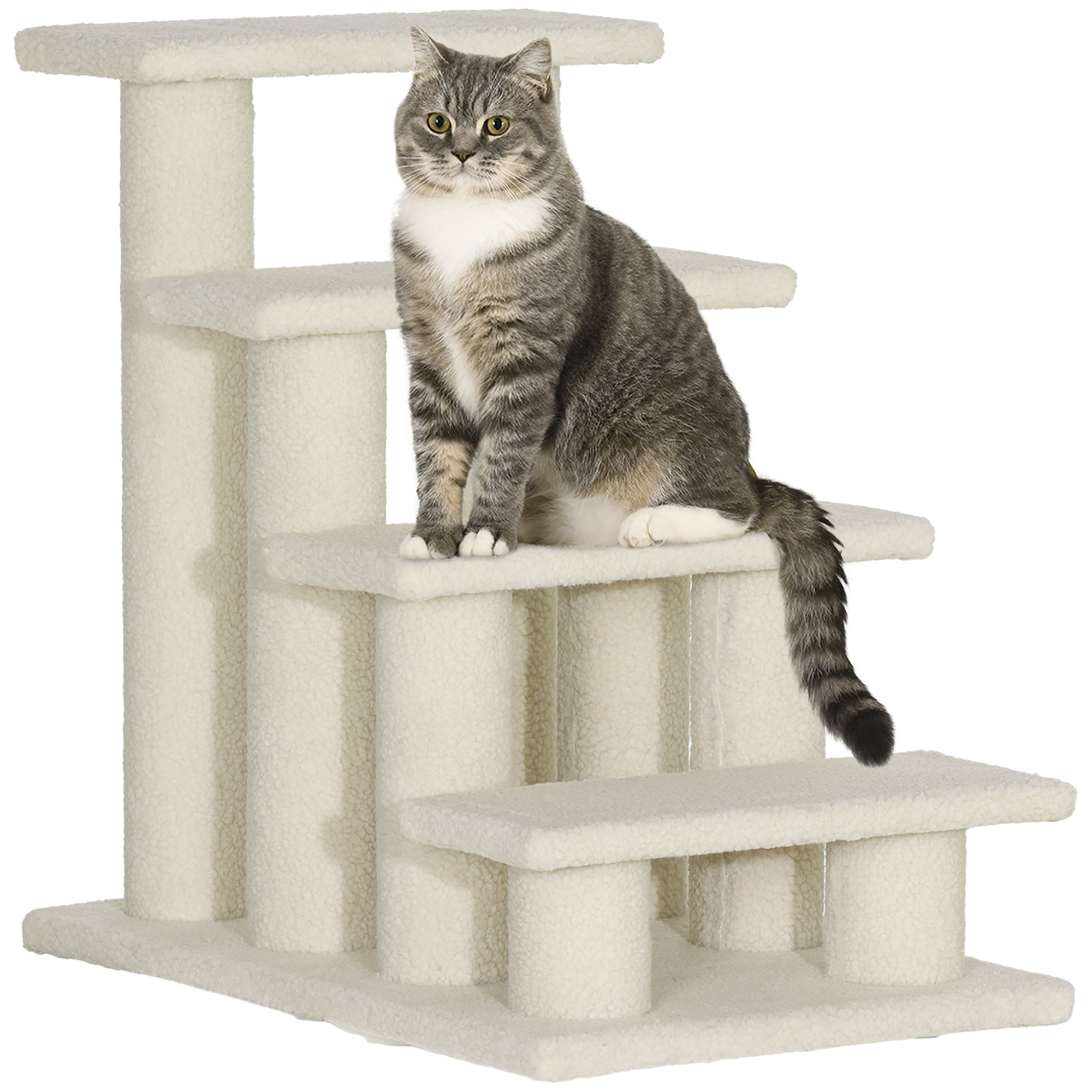 Tiertreppe Katzentreppe Hundetreppe Treppe für Katze und Hunde 4 Stufen Cremeweiß 63,5x43x60cm Tiertreppe Katzentreppe Hundetreppe Treppe für Katze und Hunde 4 Stufen Cremeweiß 63,5x43x60cm