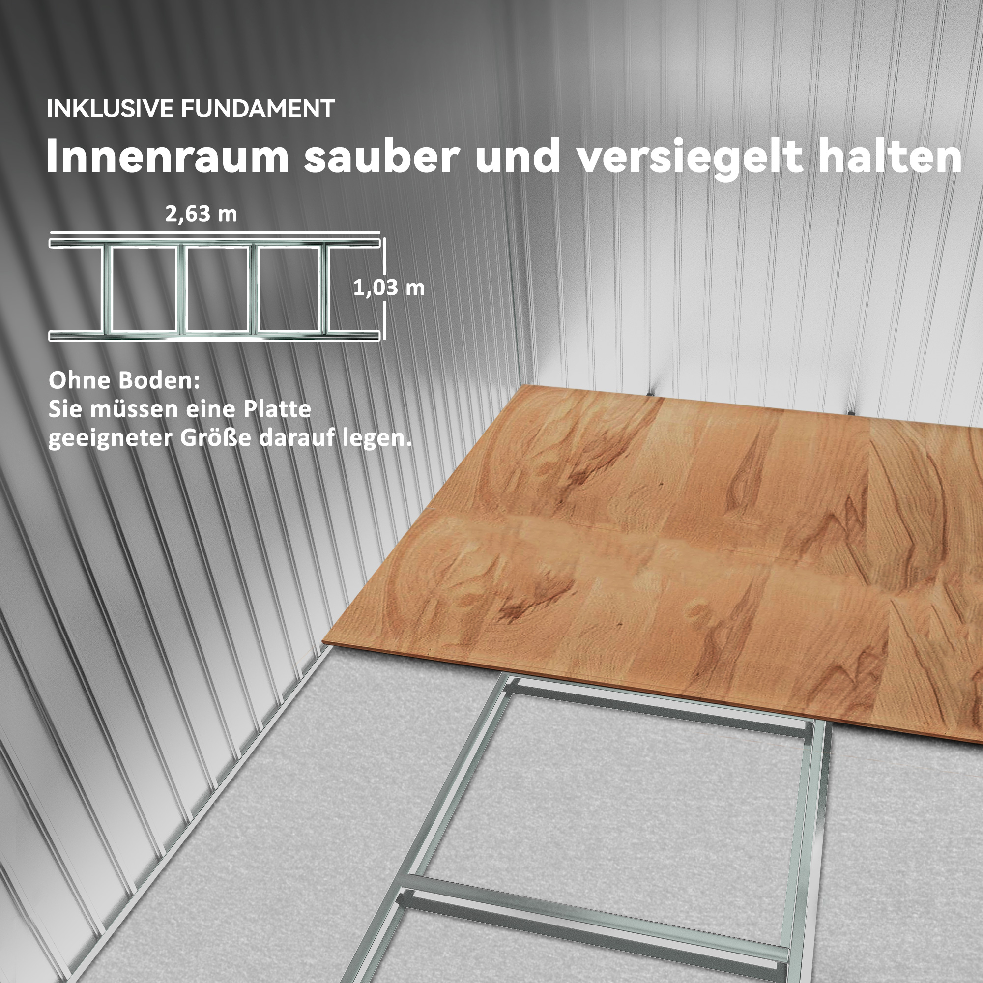 Geräteschuppen mit Schiebetüren 2,77 x 1,95 x 1,92cm Metall Grau