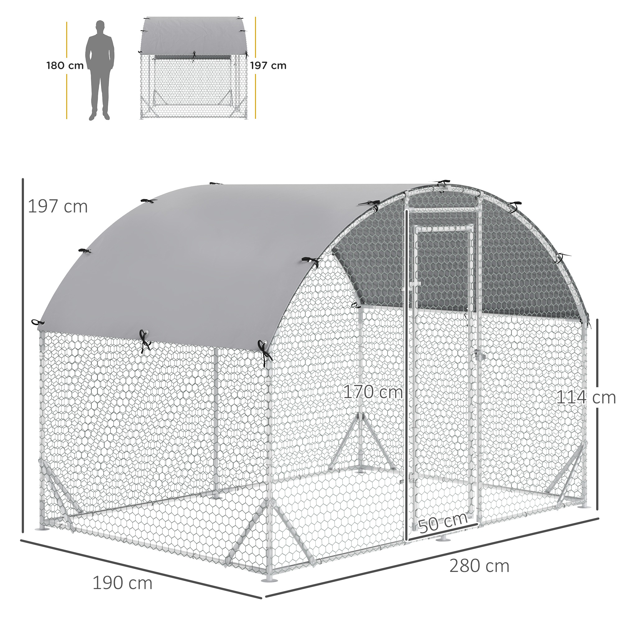 Gehege für Kleintiere, Outdoor-Freilaufgehege für Hühner, Kaninchen, Enten, stabile Konstruktion, Stahl und Oxford-Stoff