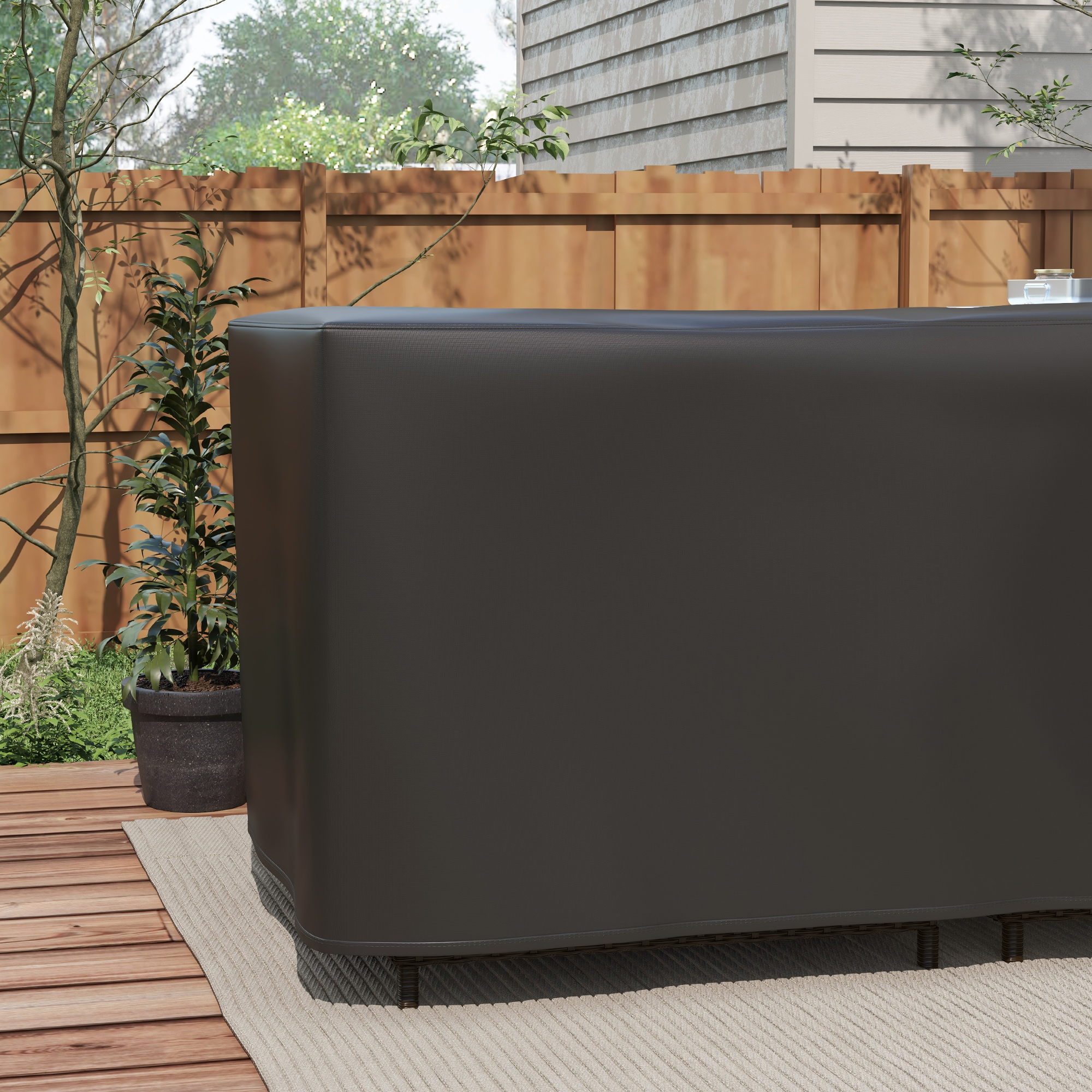 Schutzhülle für Gartenmöbel L-förmige Wasserdicht Abdeckung für Ecksofa, Anti-UV 250 x 250 x 79 cm Schwarz