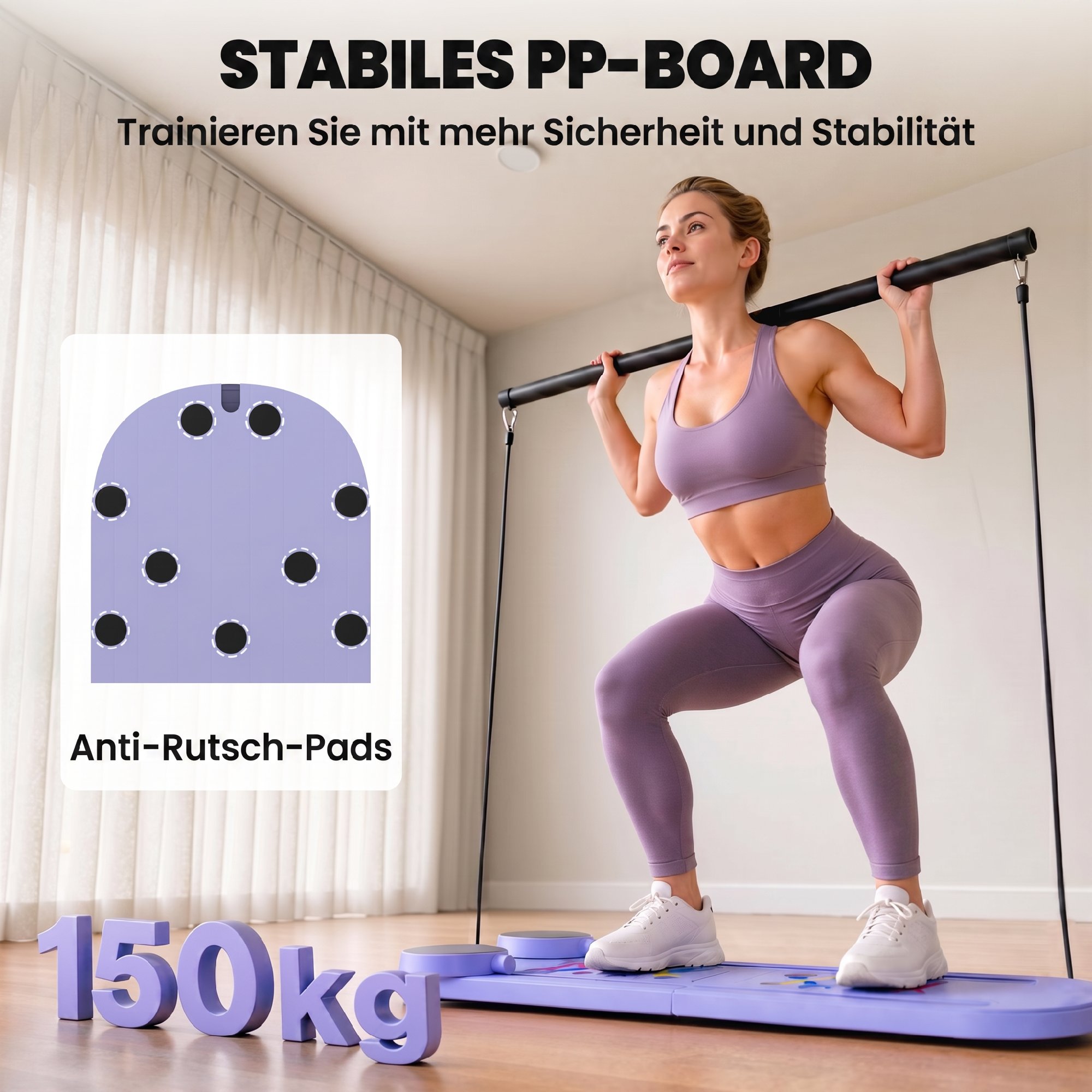 4-in-1 Pilates Board Set mit Widerstandsbänder klappbar Multifunktioneller Pilates Gerät