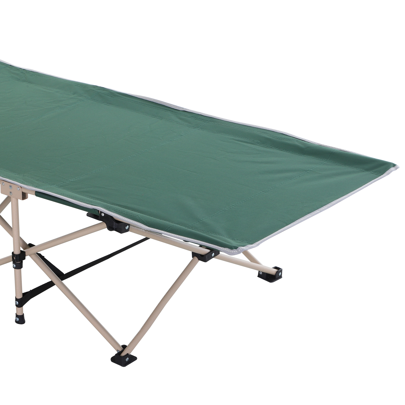 Feldbett, Camping-Bett, klappbar, wetterbeständig, ink. Tragetasche, 190 cm x 68 cm x 52 cm, Grün + Beige