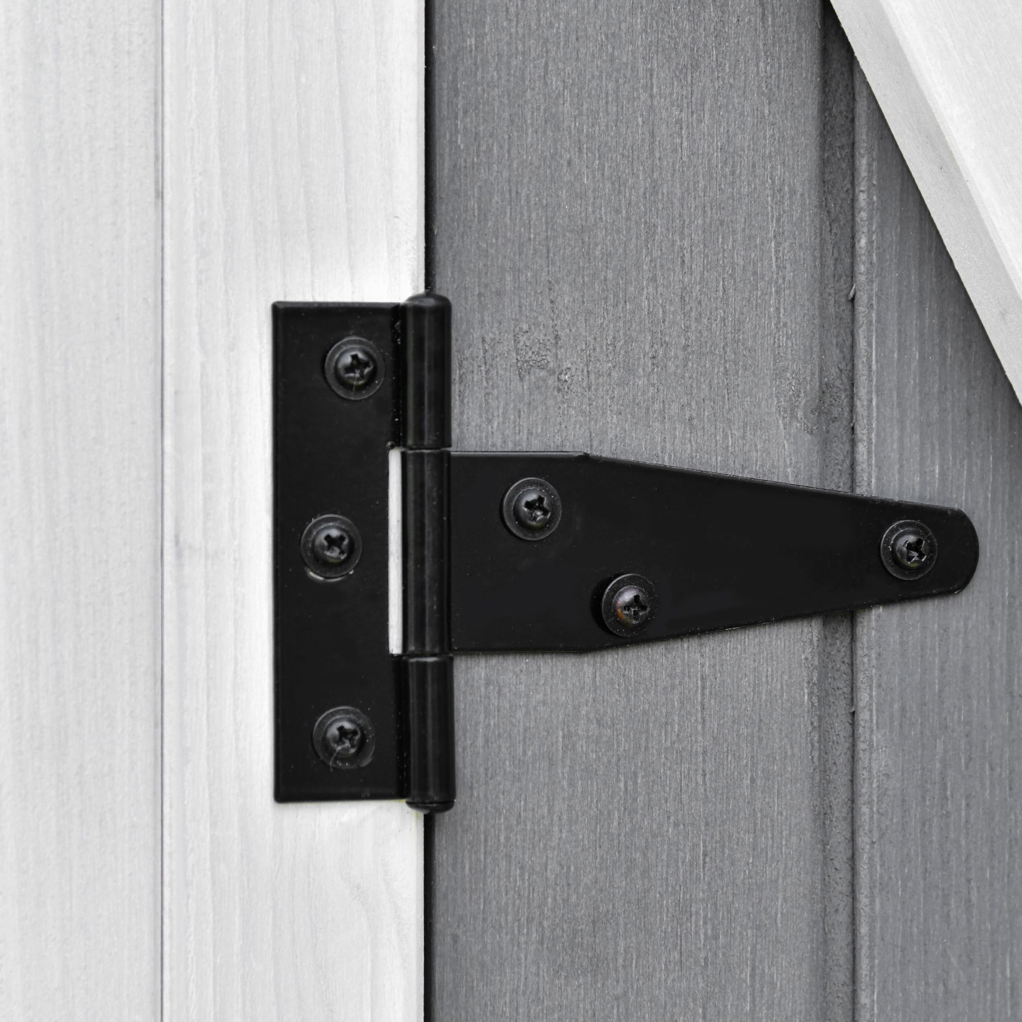 Gartenschrank Geräteschuppen mit 2 Tür Geräteschrank mit Asphaltdach Gartenlagerschrank Antidumping Design mit Bodennägel Tannenholz Grau+Weiß 139 x 75 x 160 cm