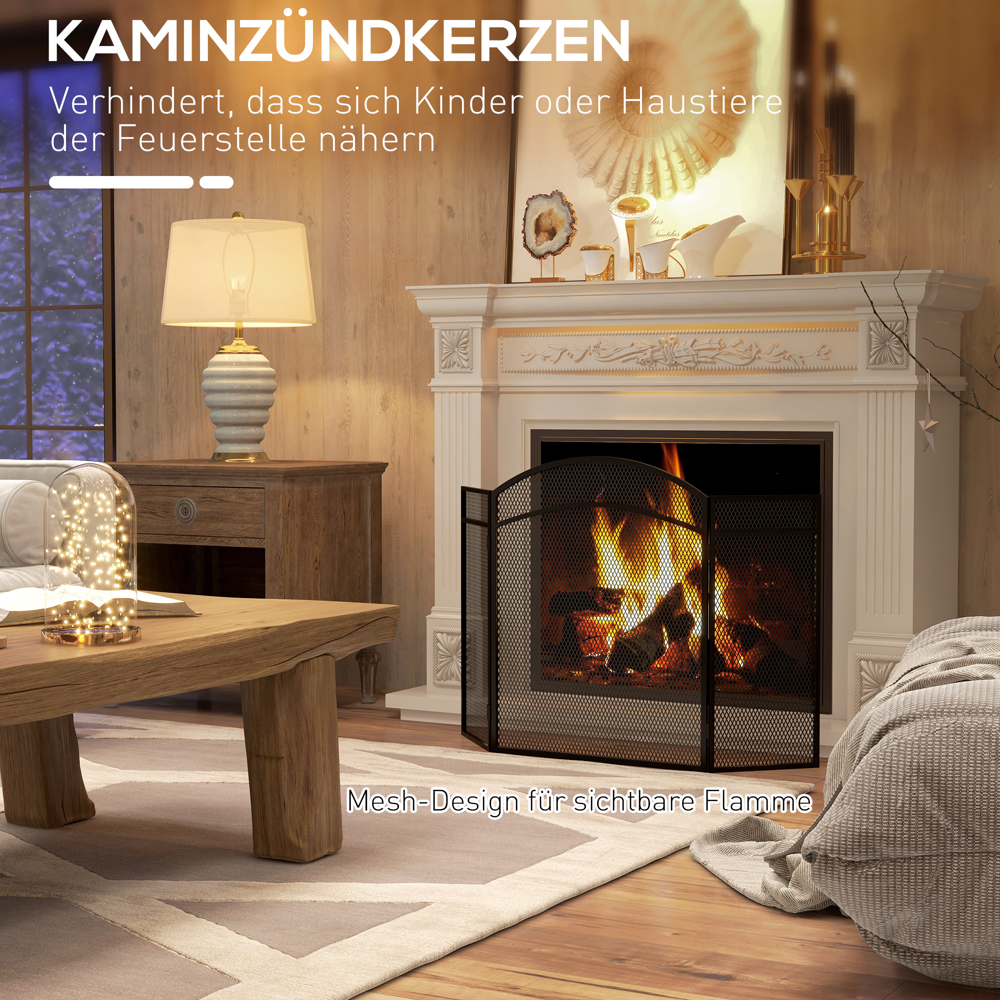 Funkenschutz für Kamine, eleganter Funkenfänger, faltbar, beschichtet, Schwarz, 96 x 60 cm