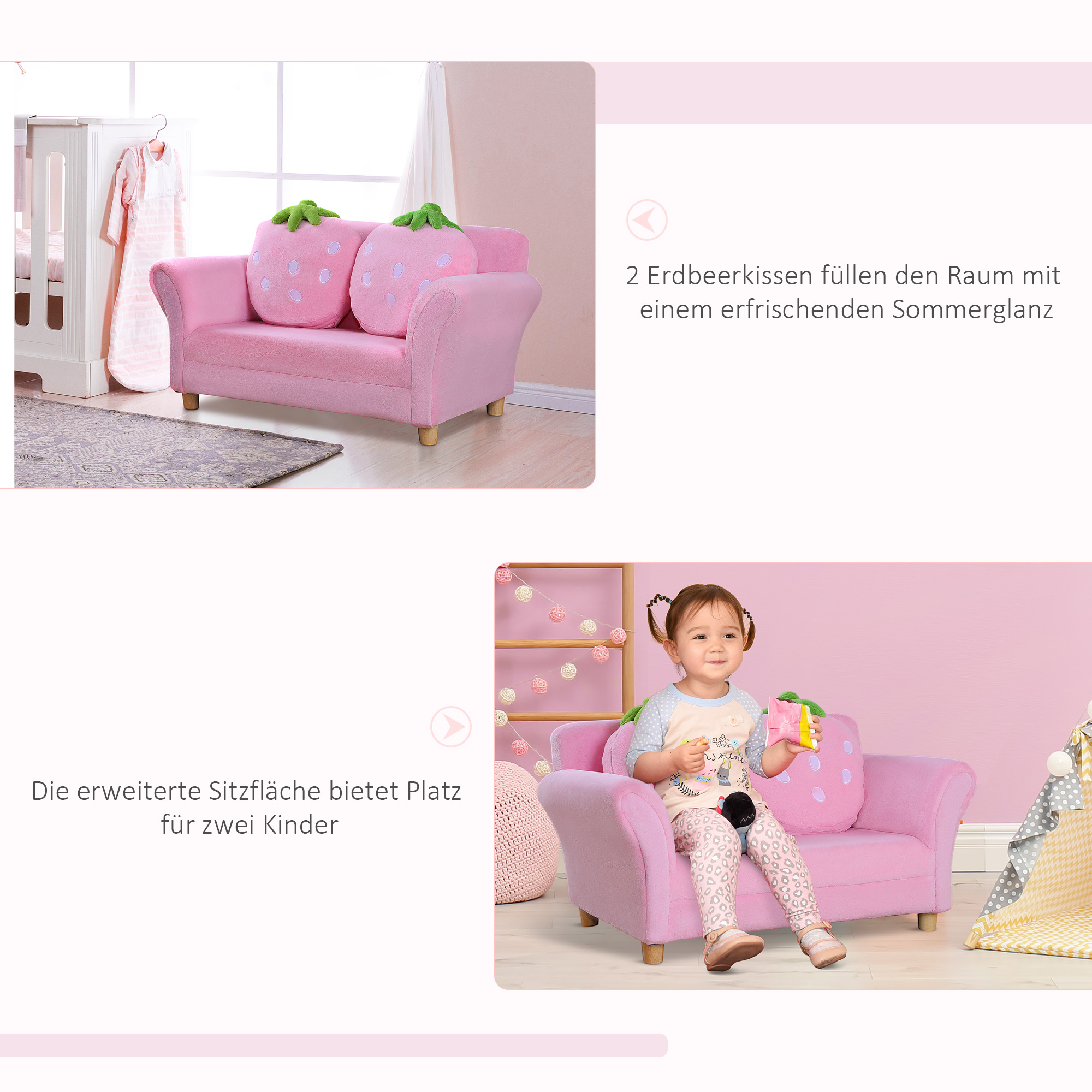 Kindersofa Kindersessel Sofa Couch Kinder Stuhl Kinderzimmer Softsofa Doppelsofa Einzelsofa(Erdbeersofa)