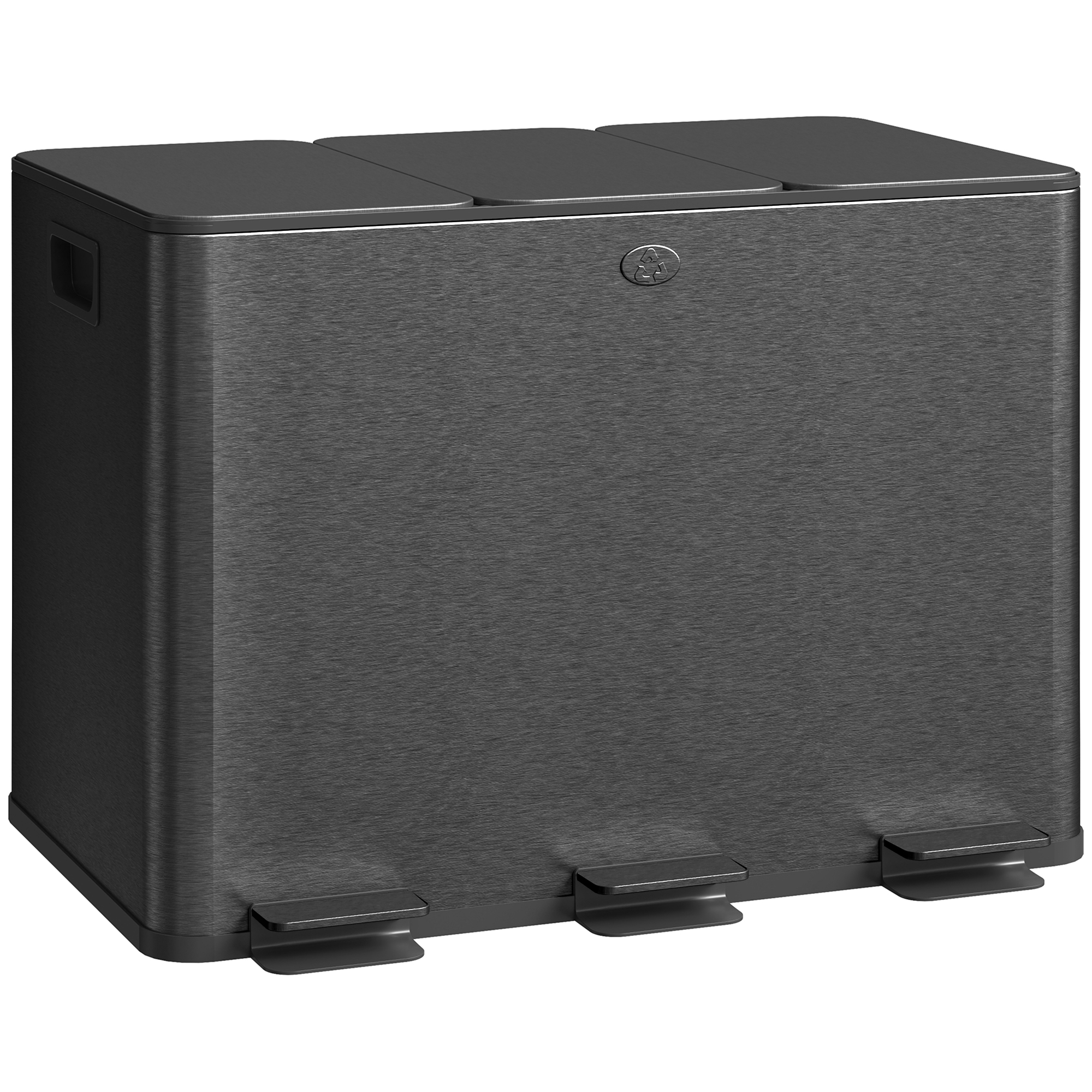 Mülleimer mit 3 x 20 L Fächern, Deodorant-Deckel, fingerabdrucksicher, Soft-Close, herausnehmbar, Schwarz