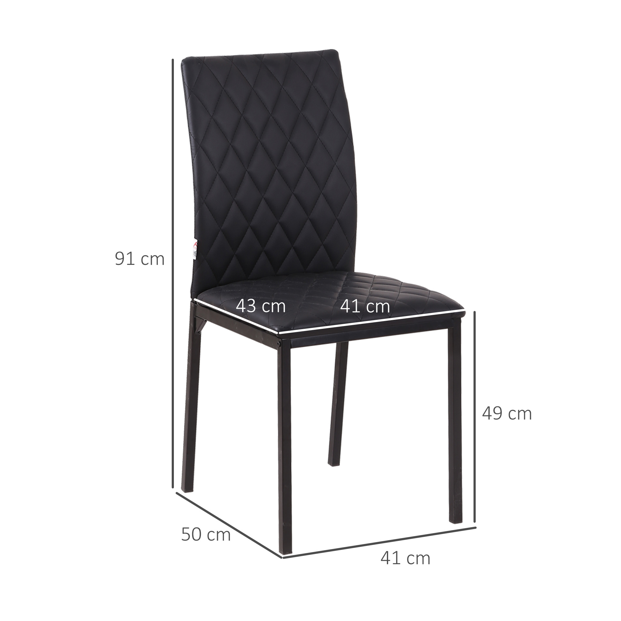 4er-Set Stühle Esszimmerstühle Küchenstühle 41 cm x 50 cm x 91 cm, Schwarz