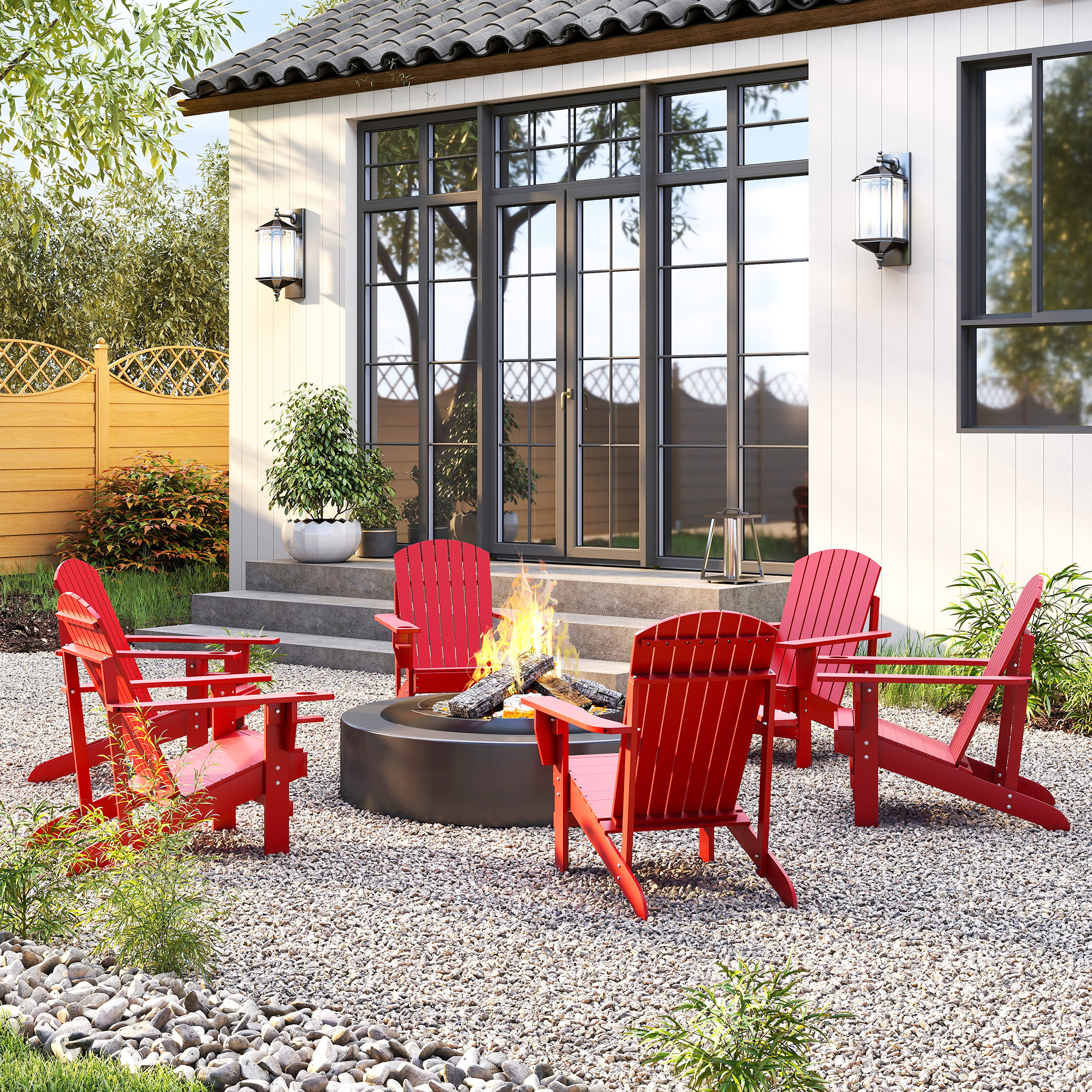 Andirondack Gartenstuhl Gartensessel Outdoor-Sessel, 72 cm x 97 cm x 92 cm, Rot