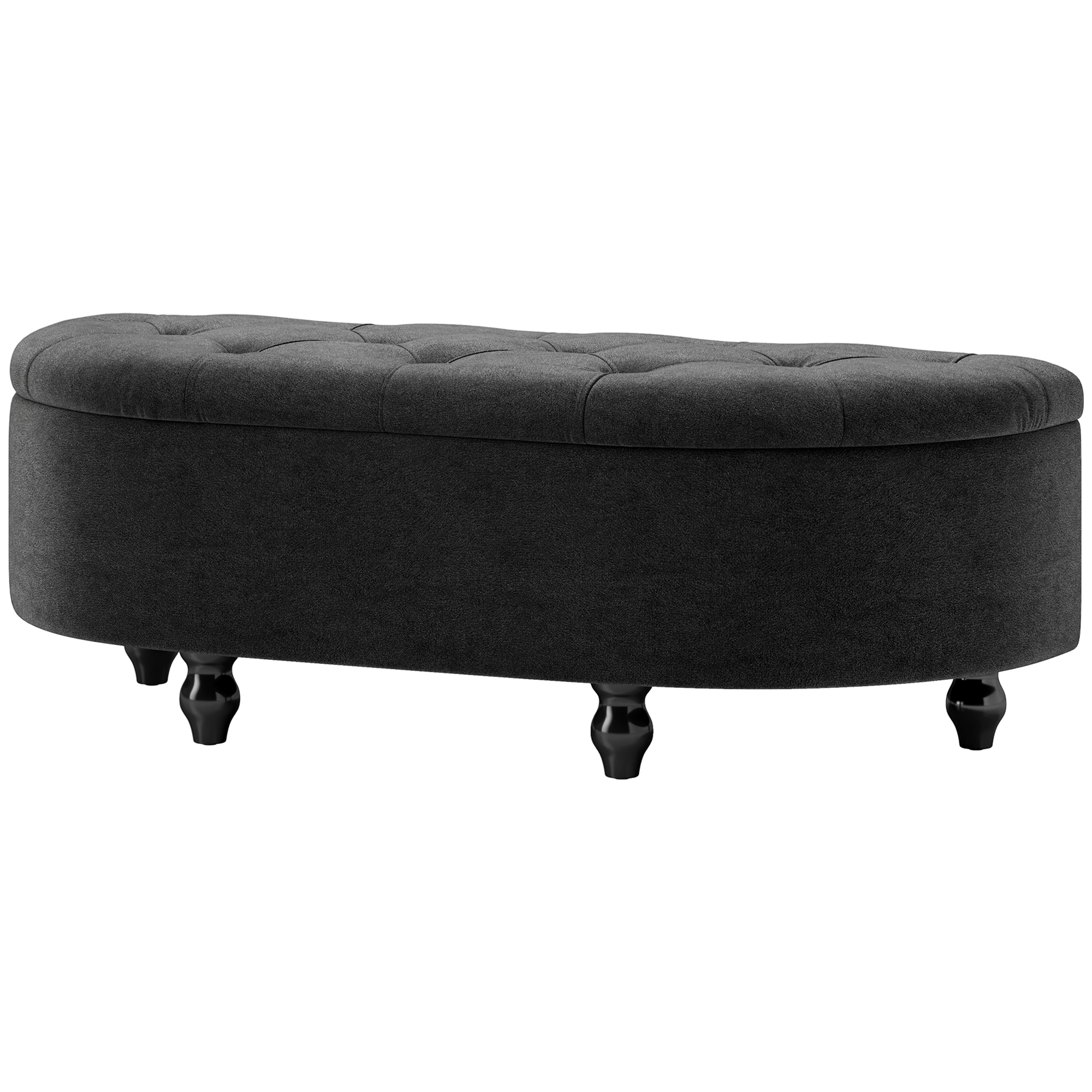 Hocker mit Stauraum, Sitztruhe, gepolstert, soft-close Deckel, Samtoptik, 120 x 46 x 42 cm, Dunkelgrau
