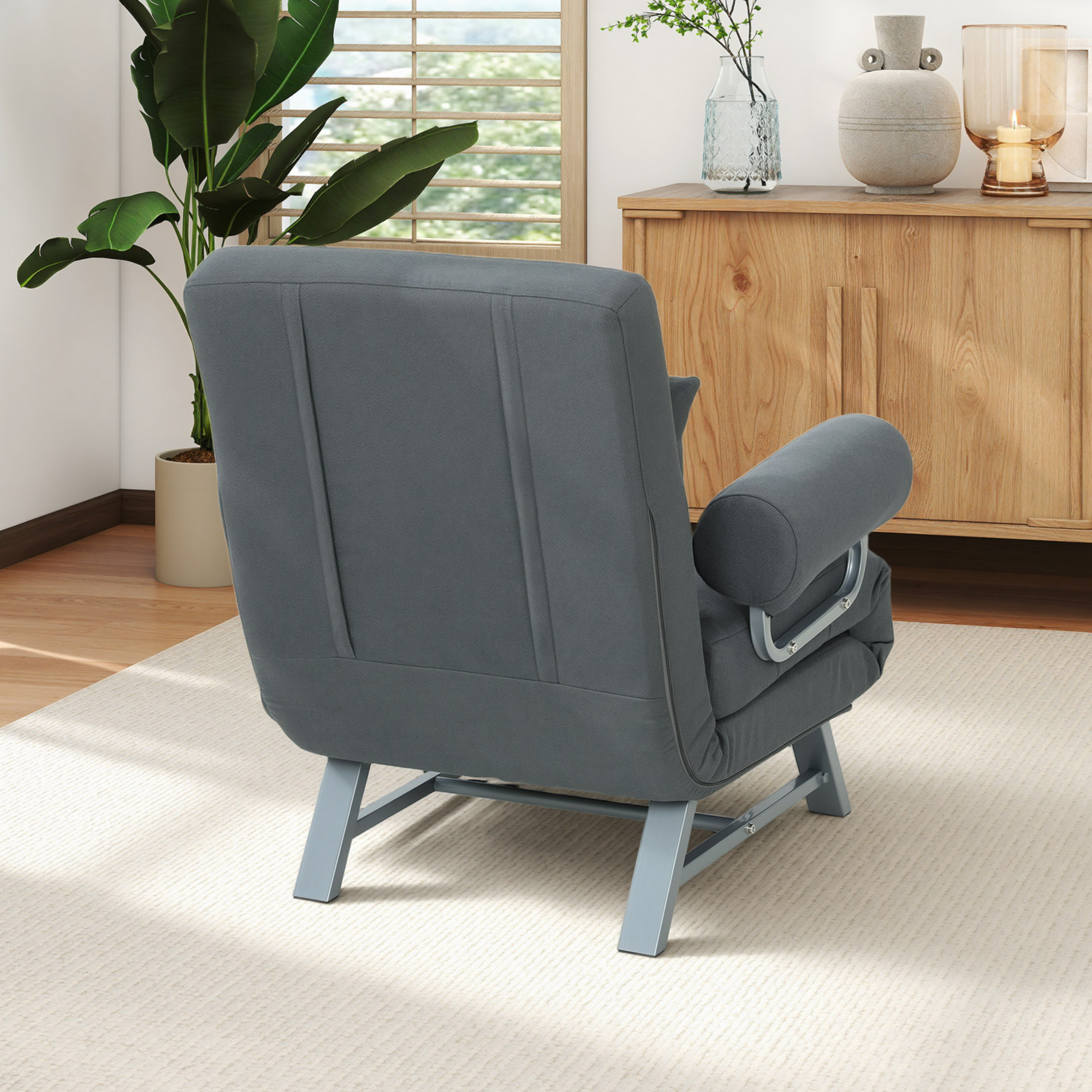 Schlafsessel, Polstersessel, zum Gästebett umwandelbar, ergonomisch, Dunkelgrau